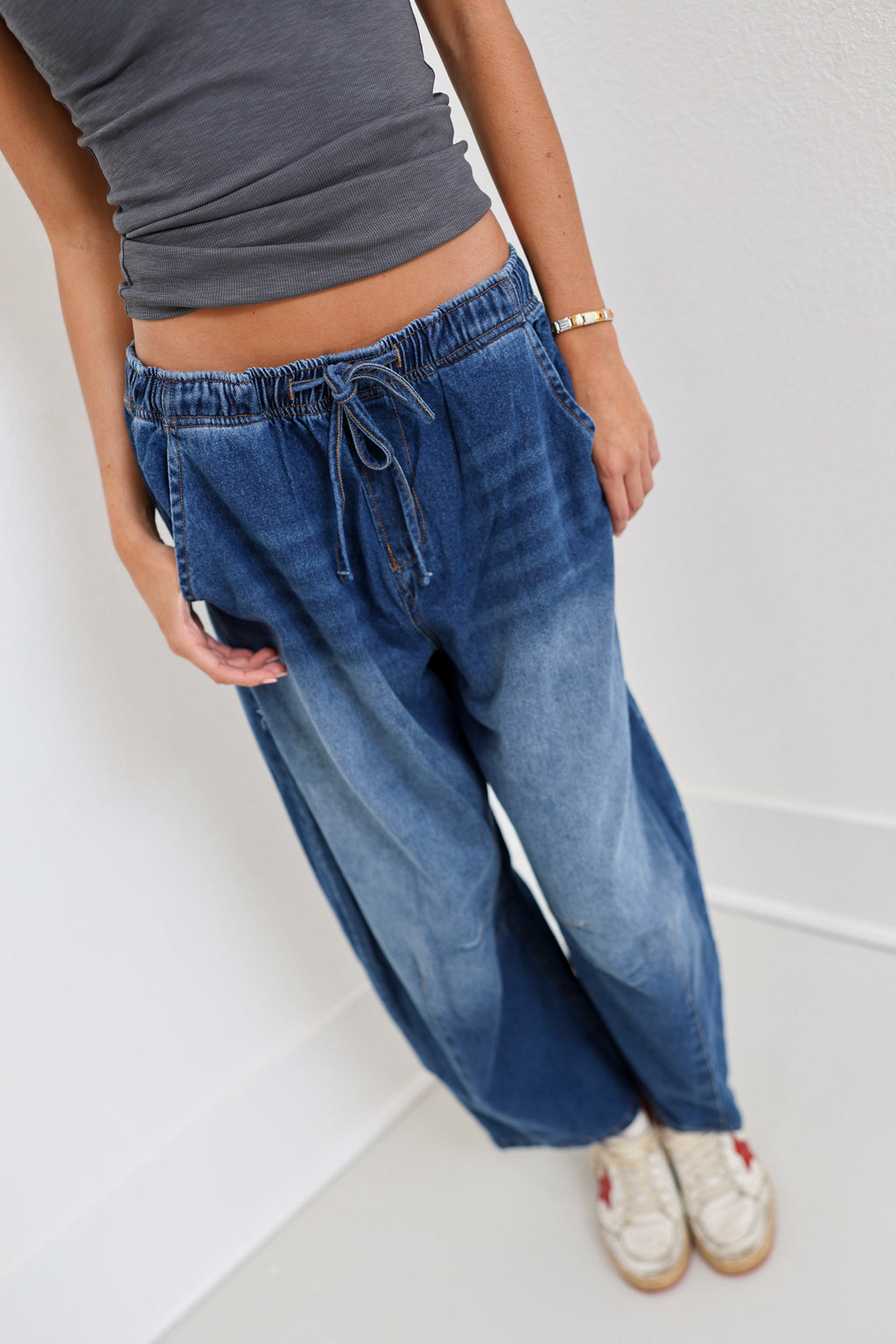 Whitney Barrel Denim Pants - Dark Denim