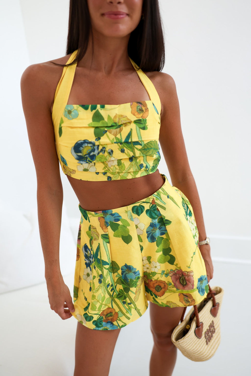 Della Cropped Top Short Set - Yellow