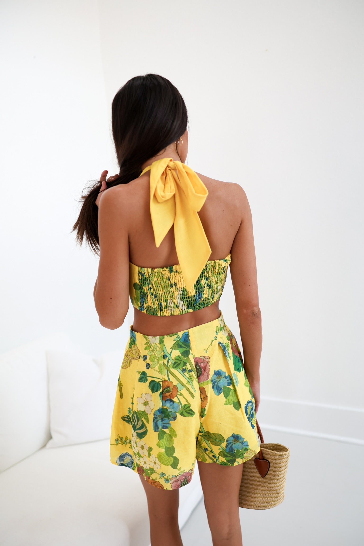 Della Cropped Top Short Set - Yellow