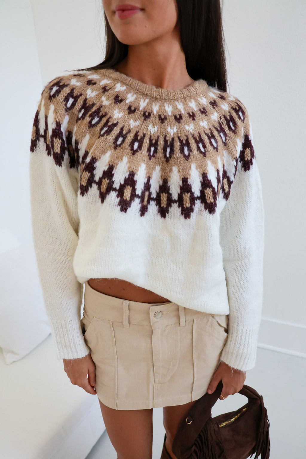 Ila Knit Pullover Sweater - Cream Multi