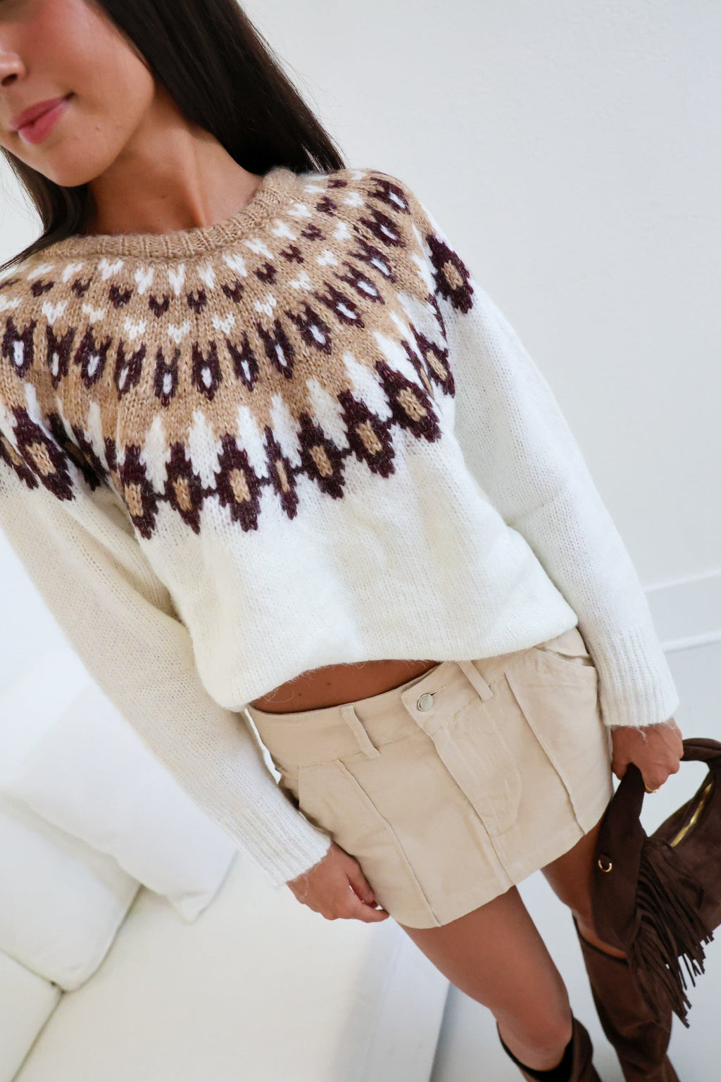 Ila Knit Pullover Sweater - Cream Multi