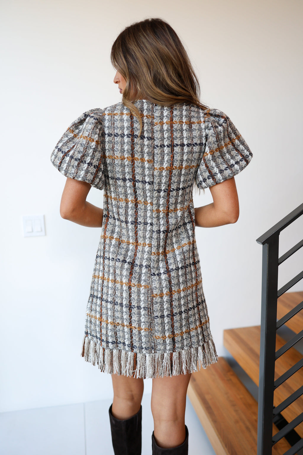 Marlowe Tweed Mini Dress - Grey (PREORDER)