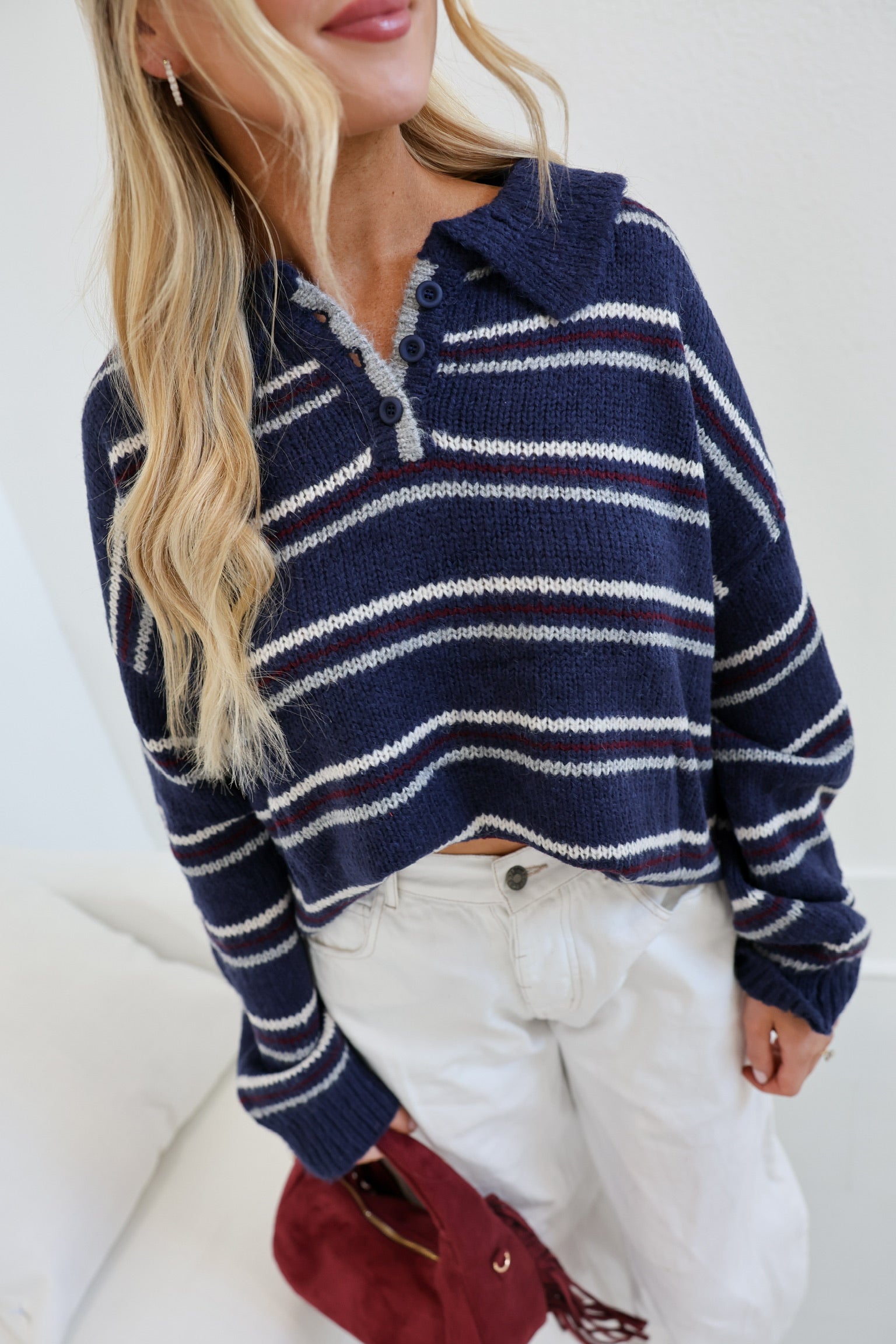 Megan Collared Knit Sweater - Midnight