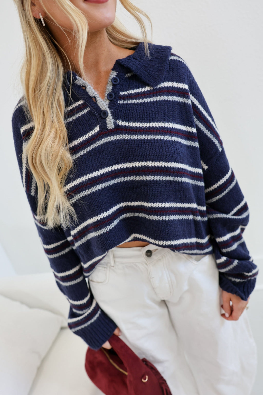 Megan Collared Knit Sweater - Midnight