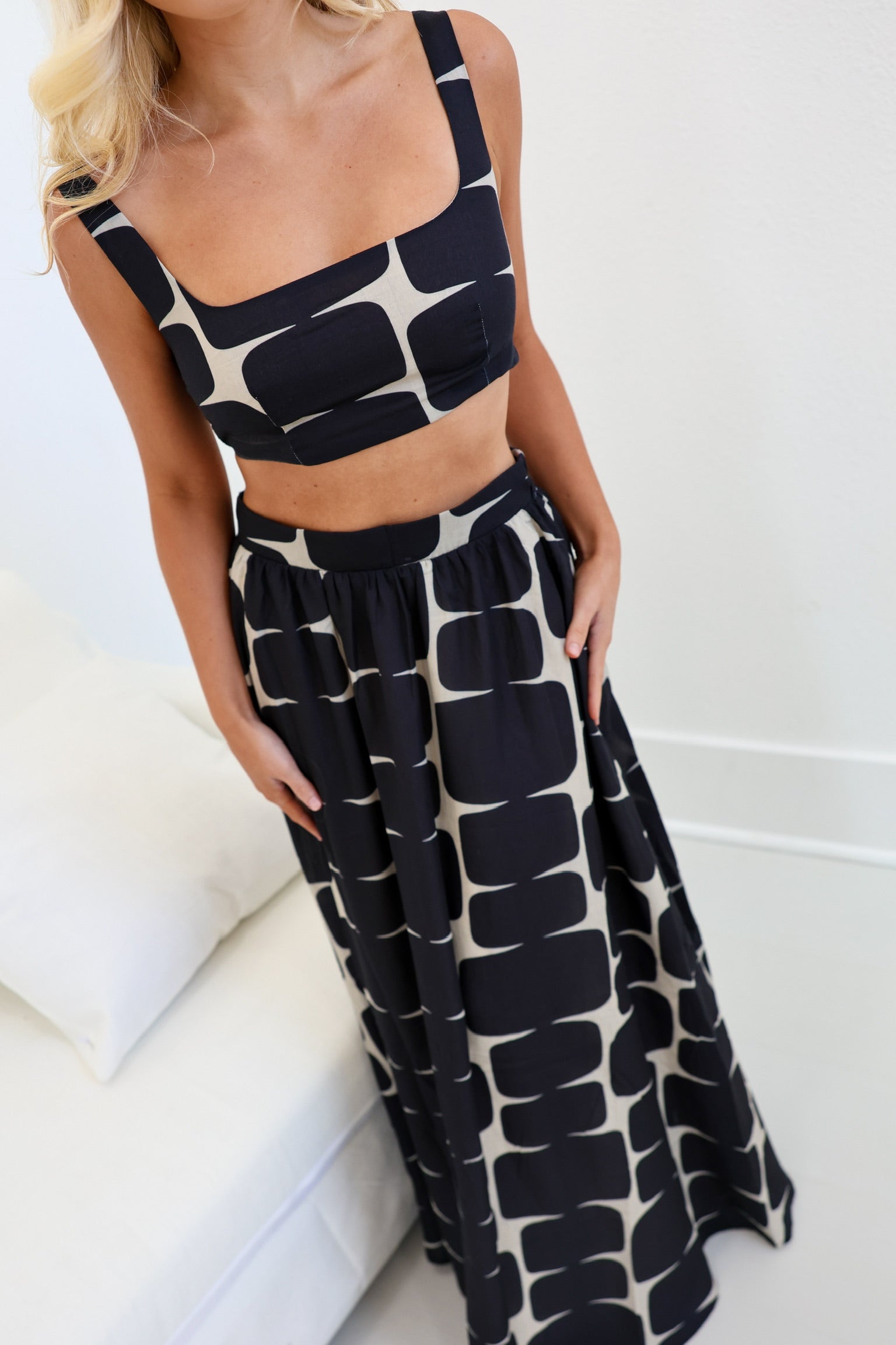 Zoe Geo Print Set - Black/Cream