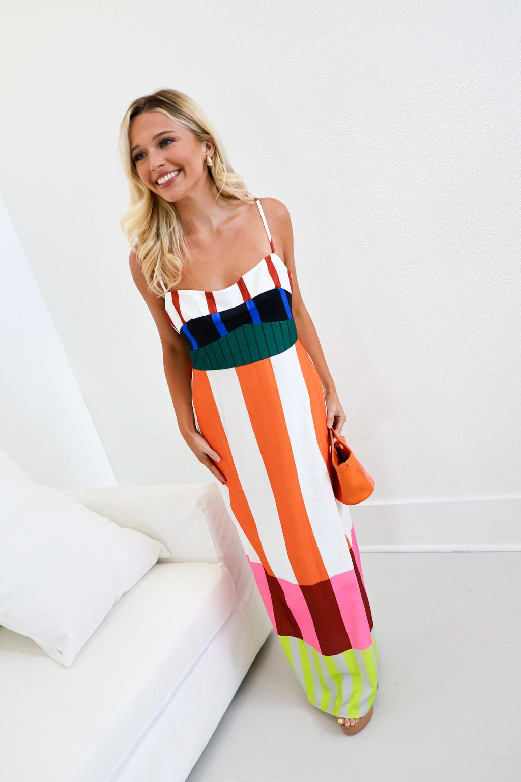Ciera Colorblock Stripe Midi Dress - Rainbow