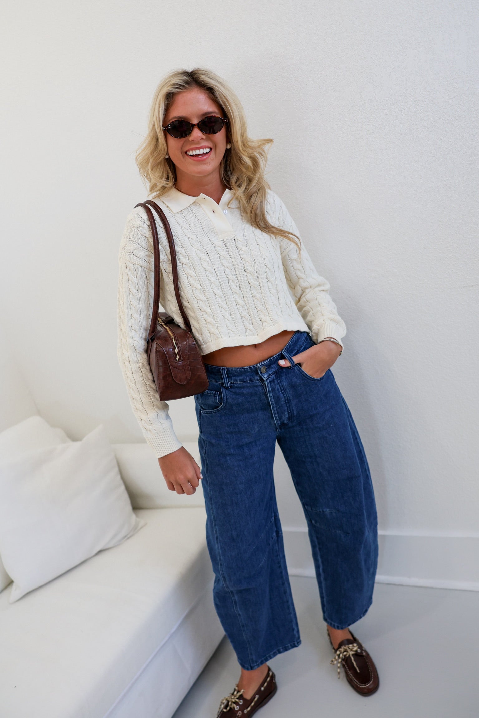 Norah Collar Knit Top - Ecru