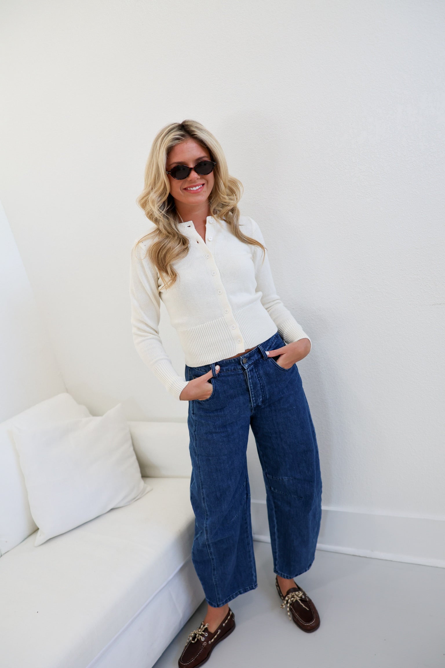 Mekalia Button Knit Top - Ivory