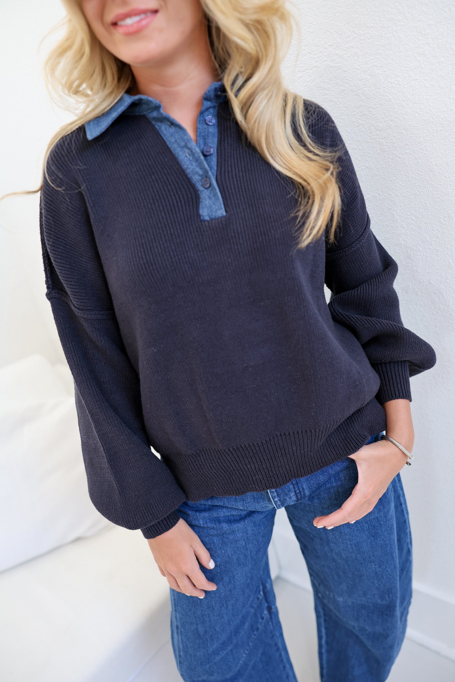Anna Oversized Sweater - Navy