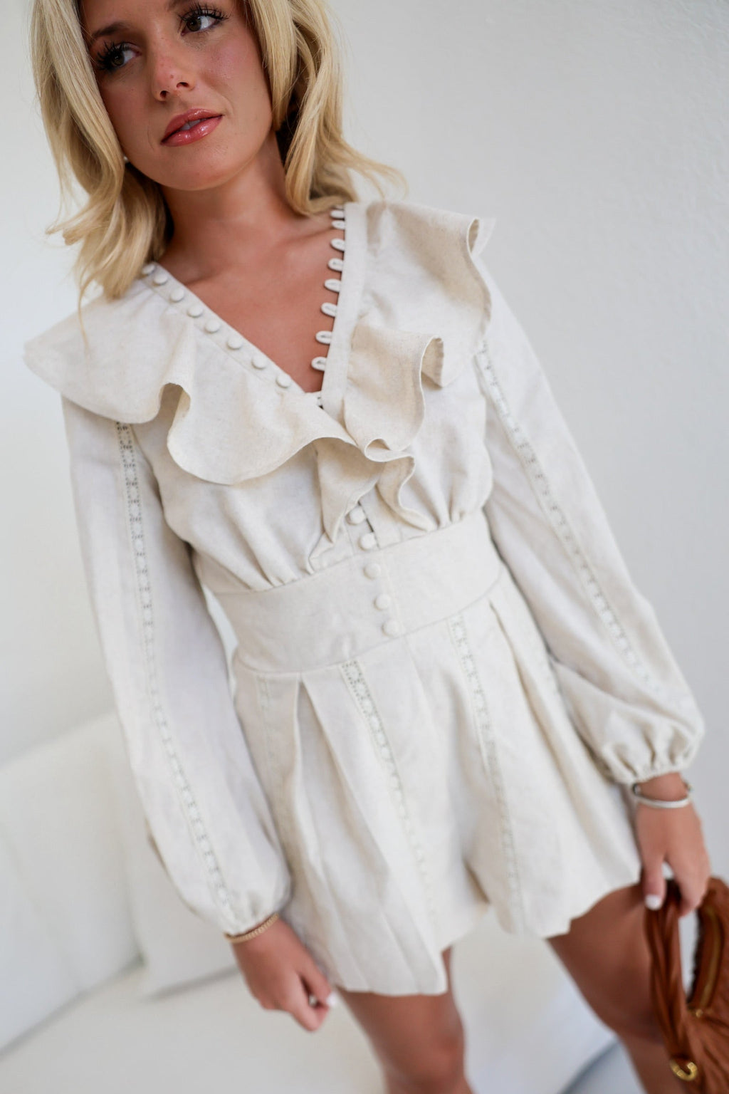 Lila Linen Romper- Two Tone Linen