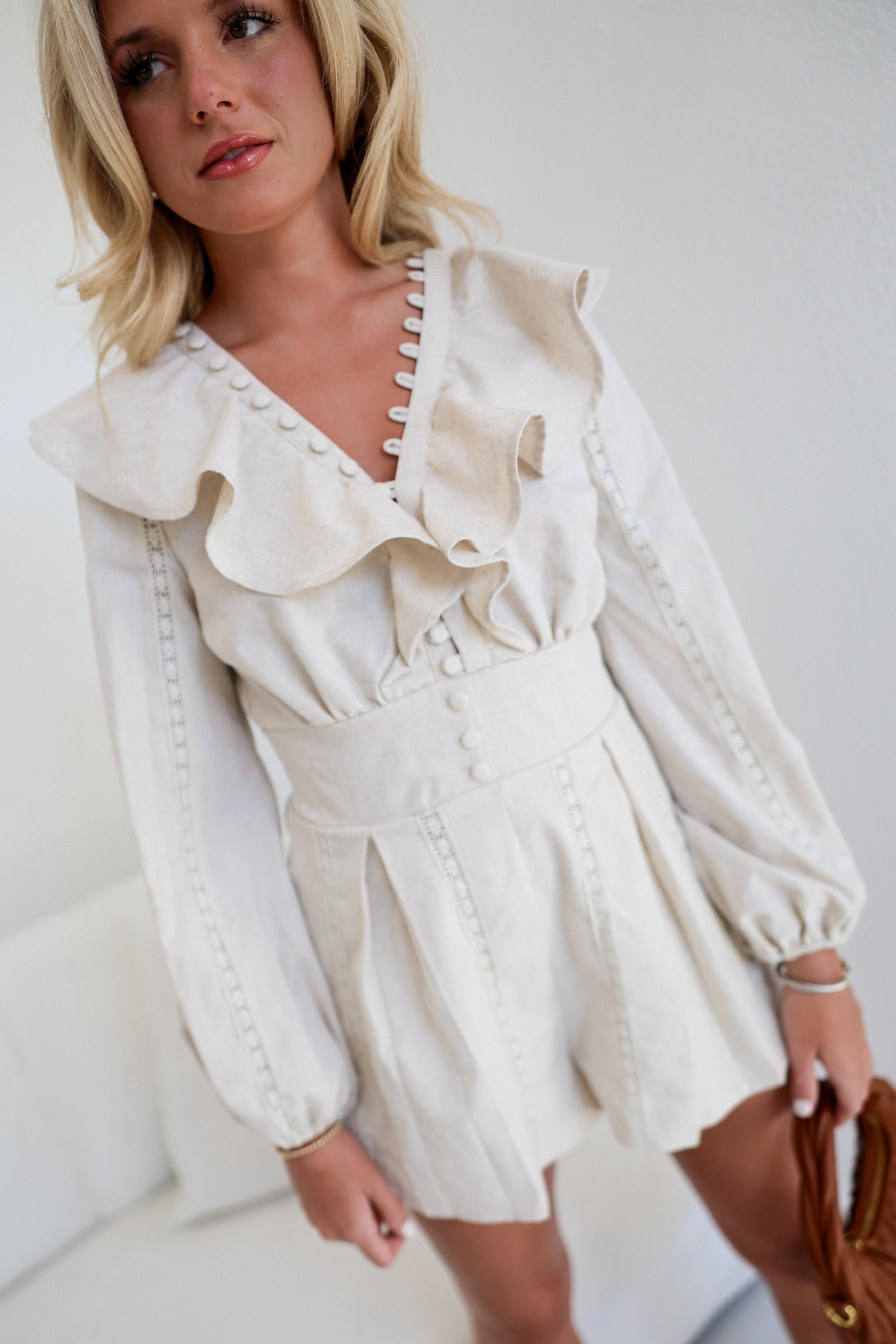 Lila Linen Romper- Two Tone Linen