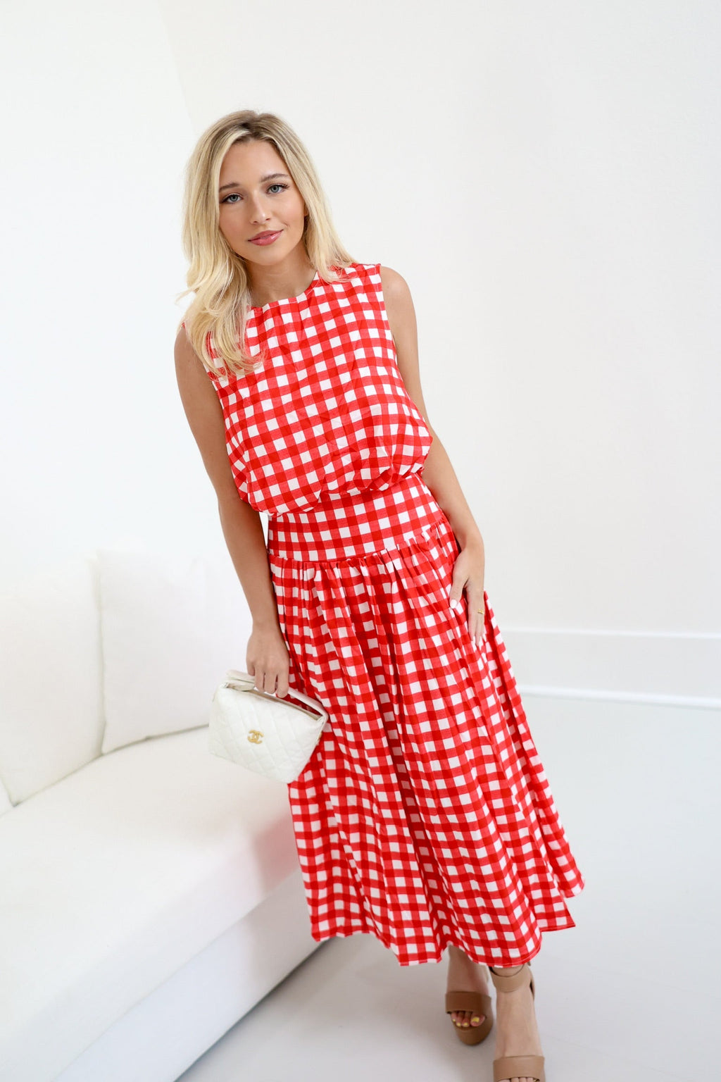 Lillian Gingham Skirt Set - Red