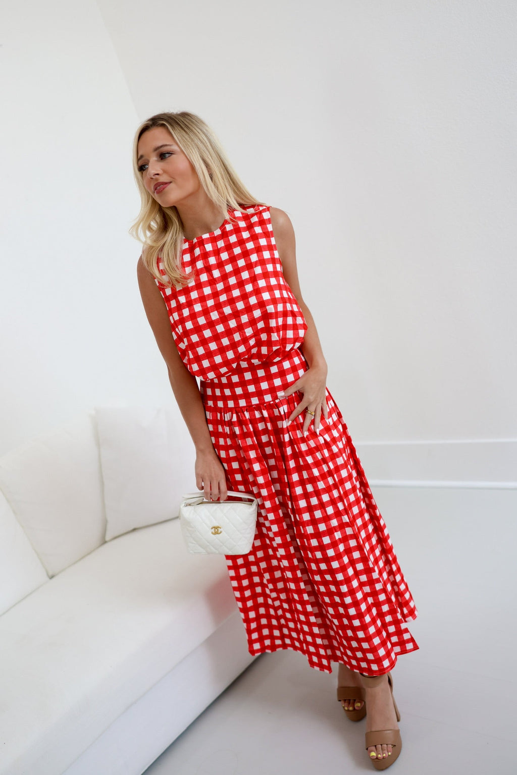 Lillian Gingham Skirt Set - Red