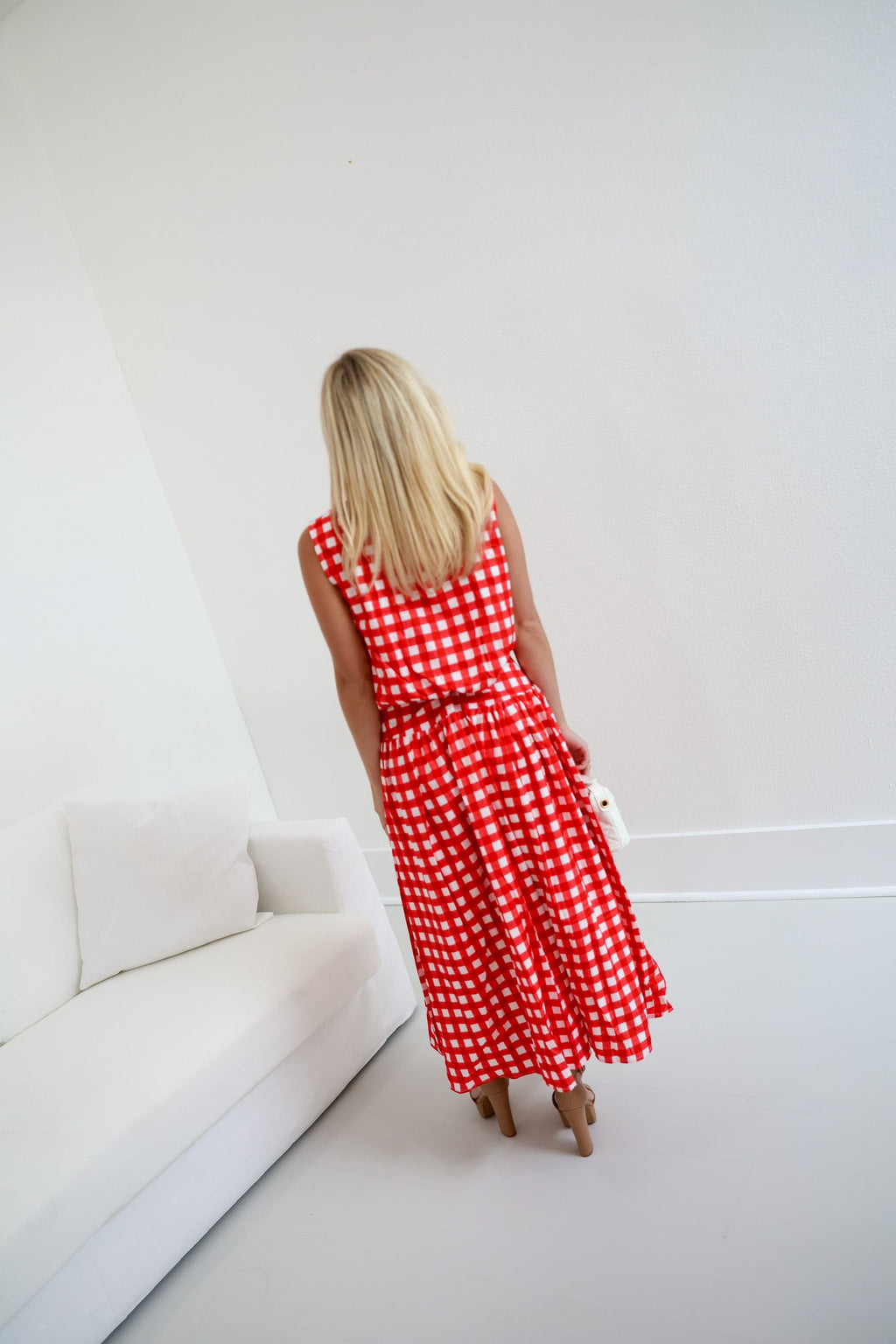 Lillian Gingham Skirt Set - Red