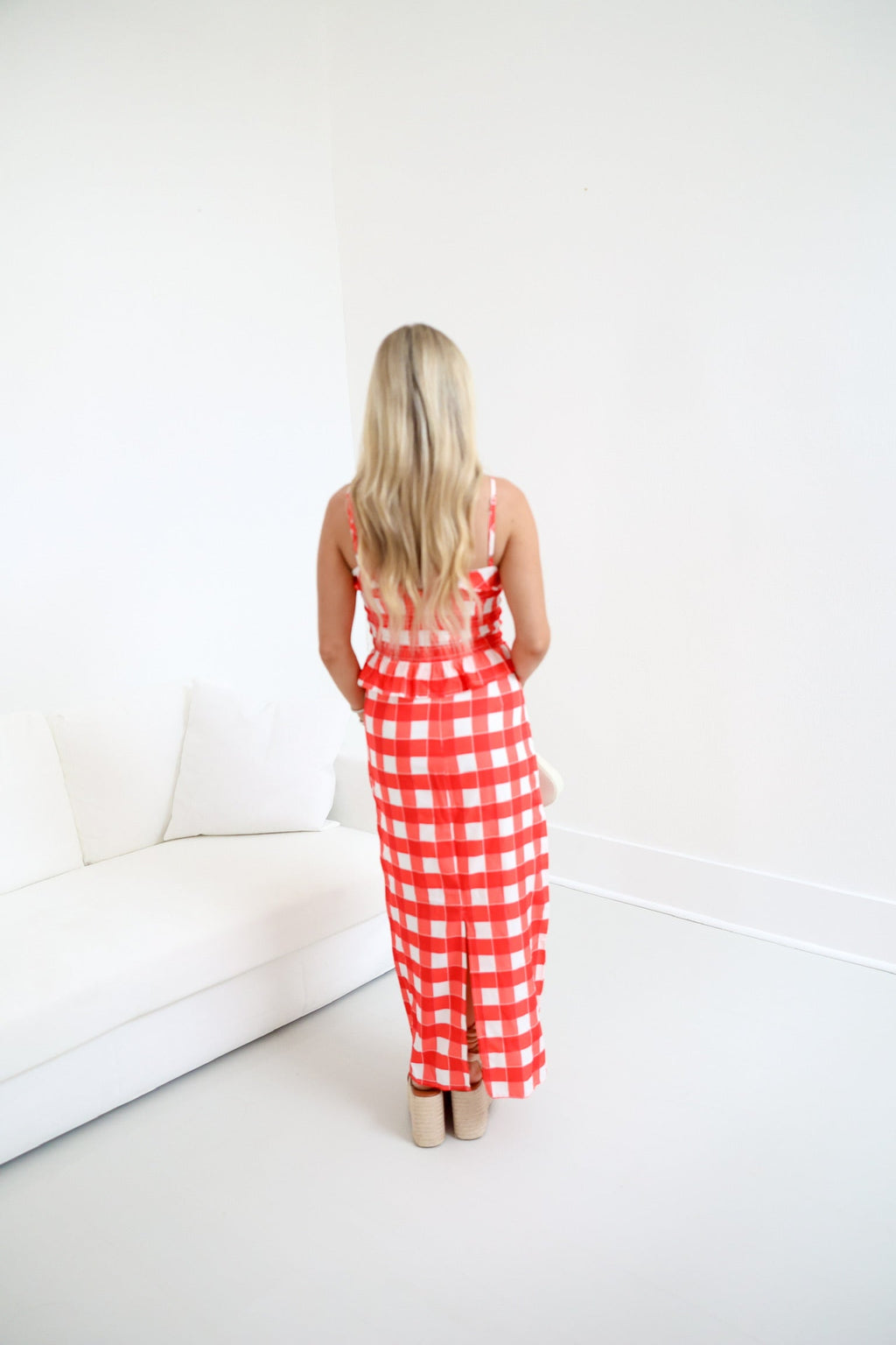 Leighton Maxi Skirt Set - Red Gingham