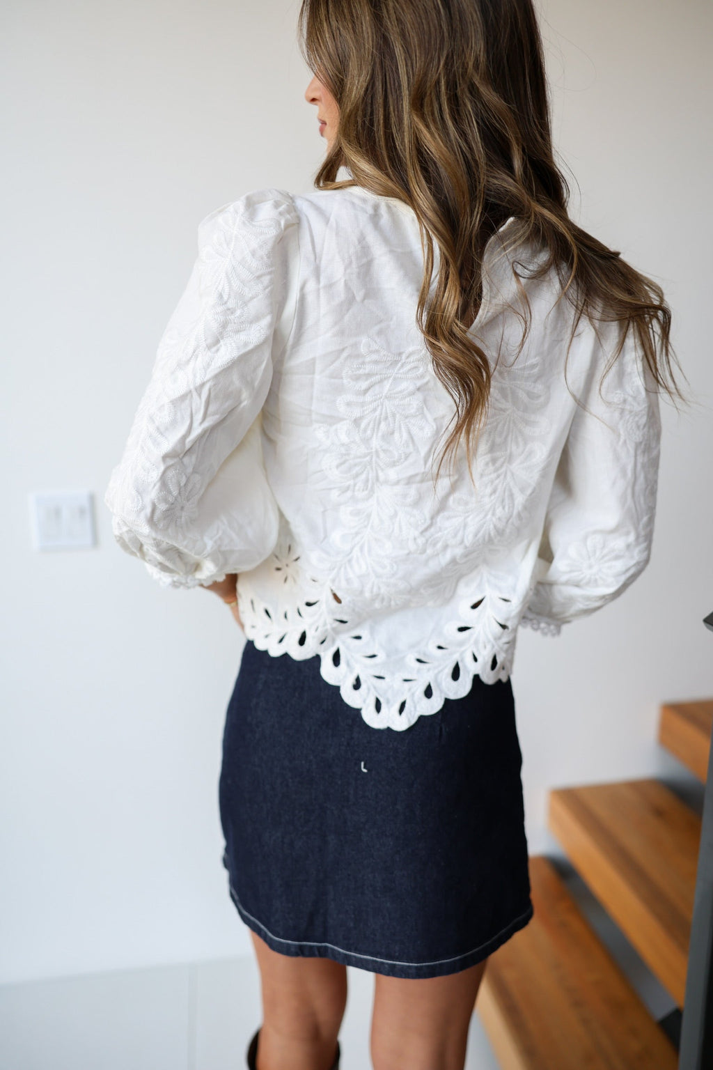 Nina Lace Bubble Sleeve Top - Ivory