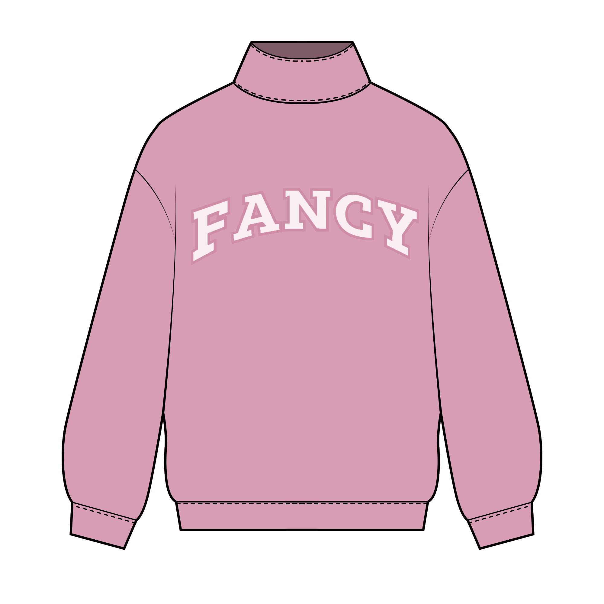 Fancy Oversized Fleece Mockneck - Powder Pink/White