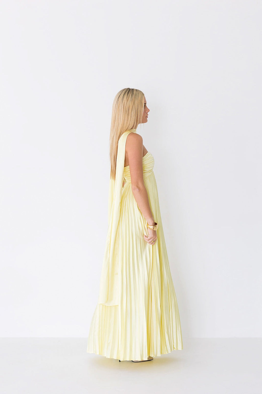 Serena Scarf Dress - Pale Yellow