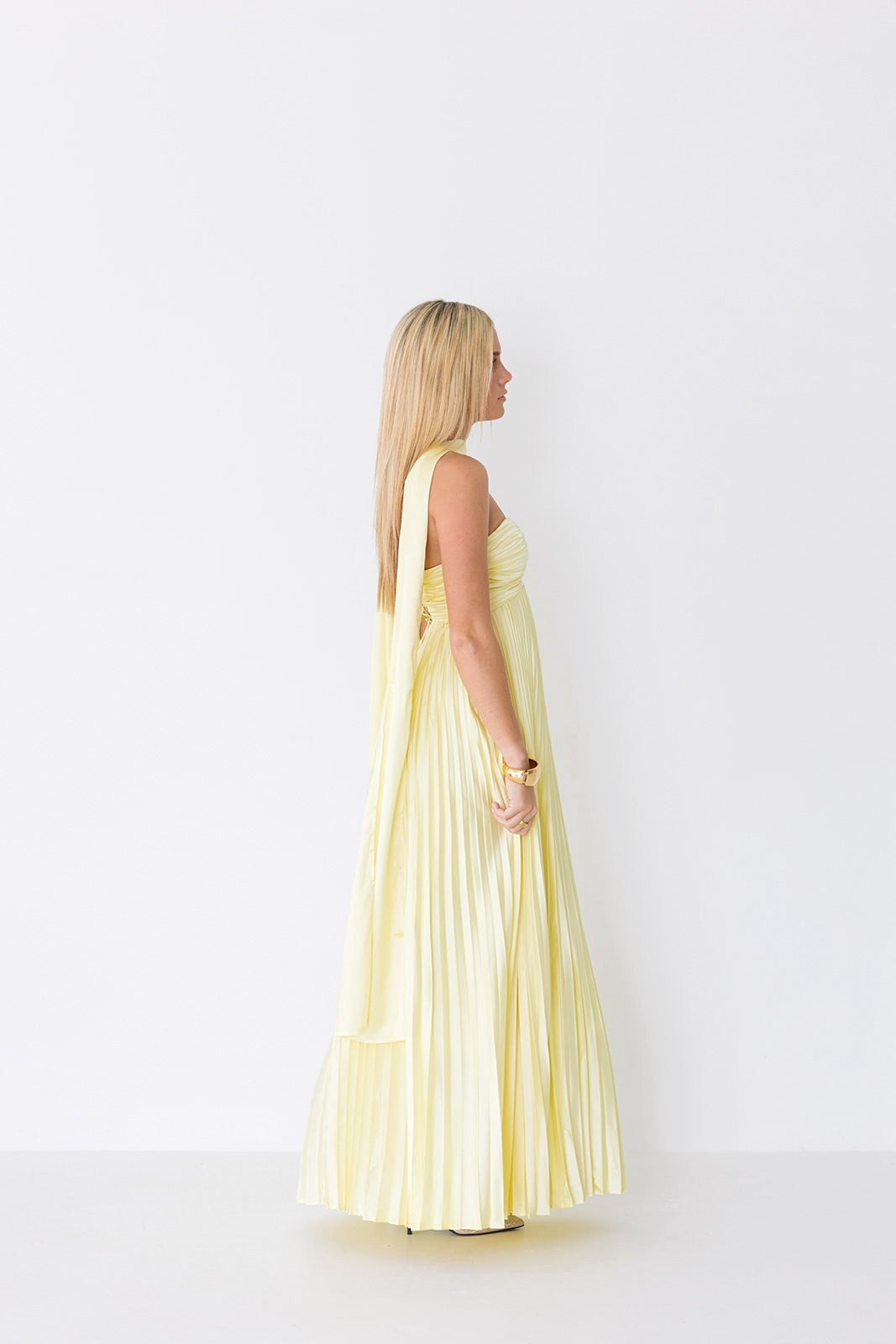 Serena Scarf Dress - Pale Yellow