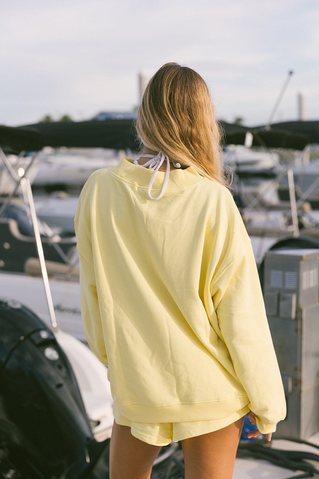 Fancy Oversized Terry Mockneck - Malibu Yellow