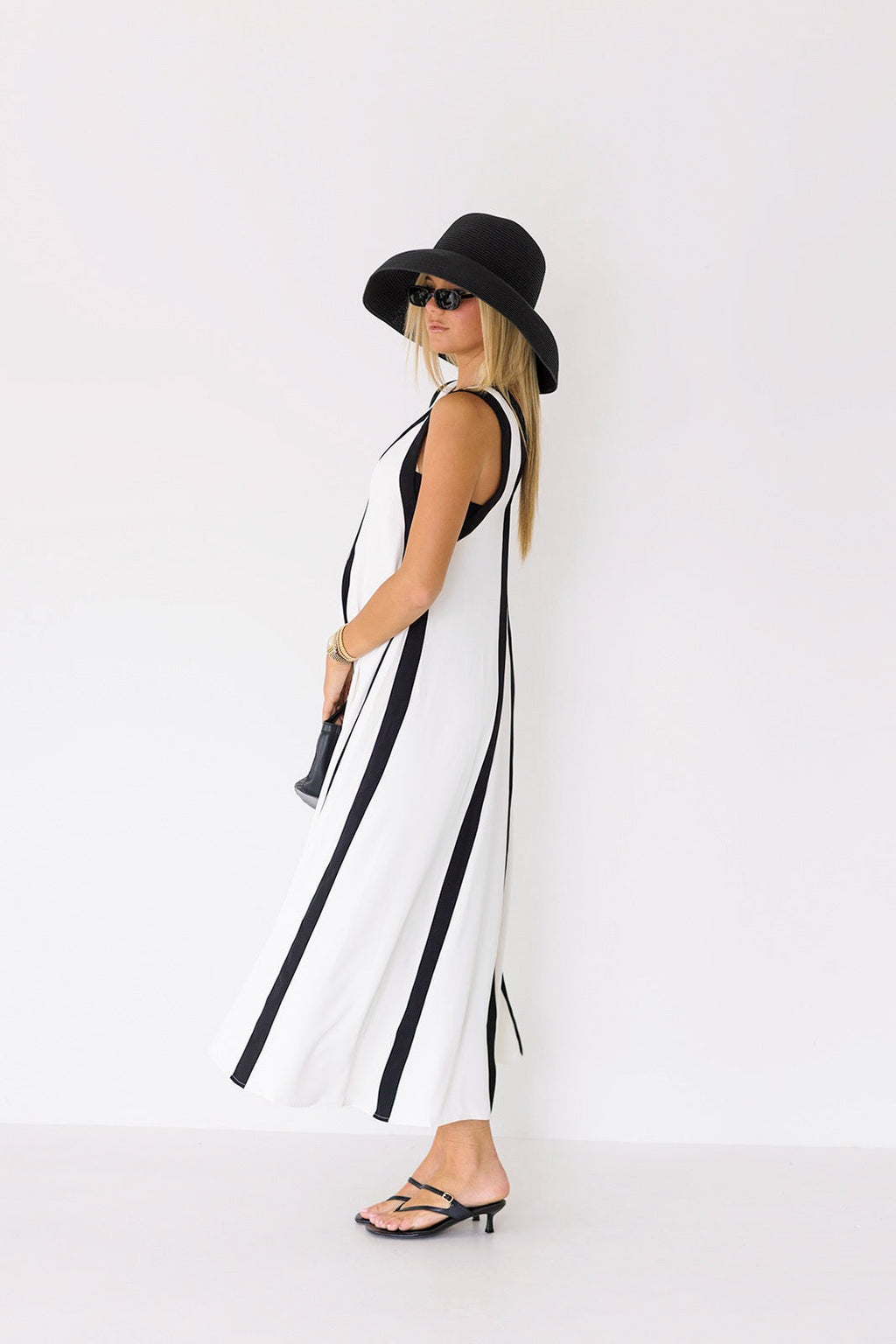Ember Color Block Maxi Dress - White/Black