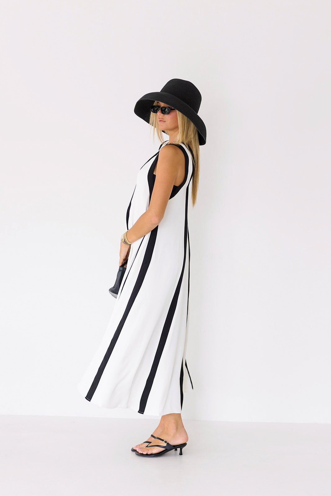Ember Color Block Maxi Dress - White/Black