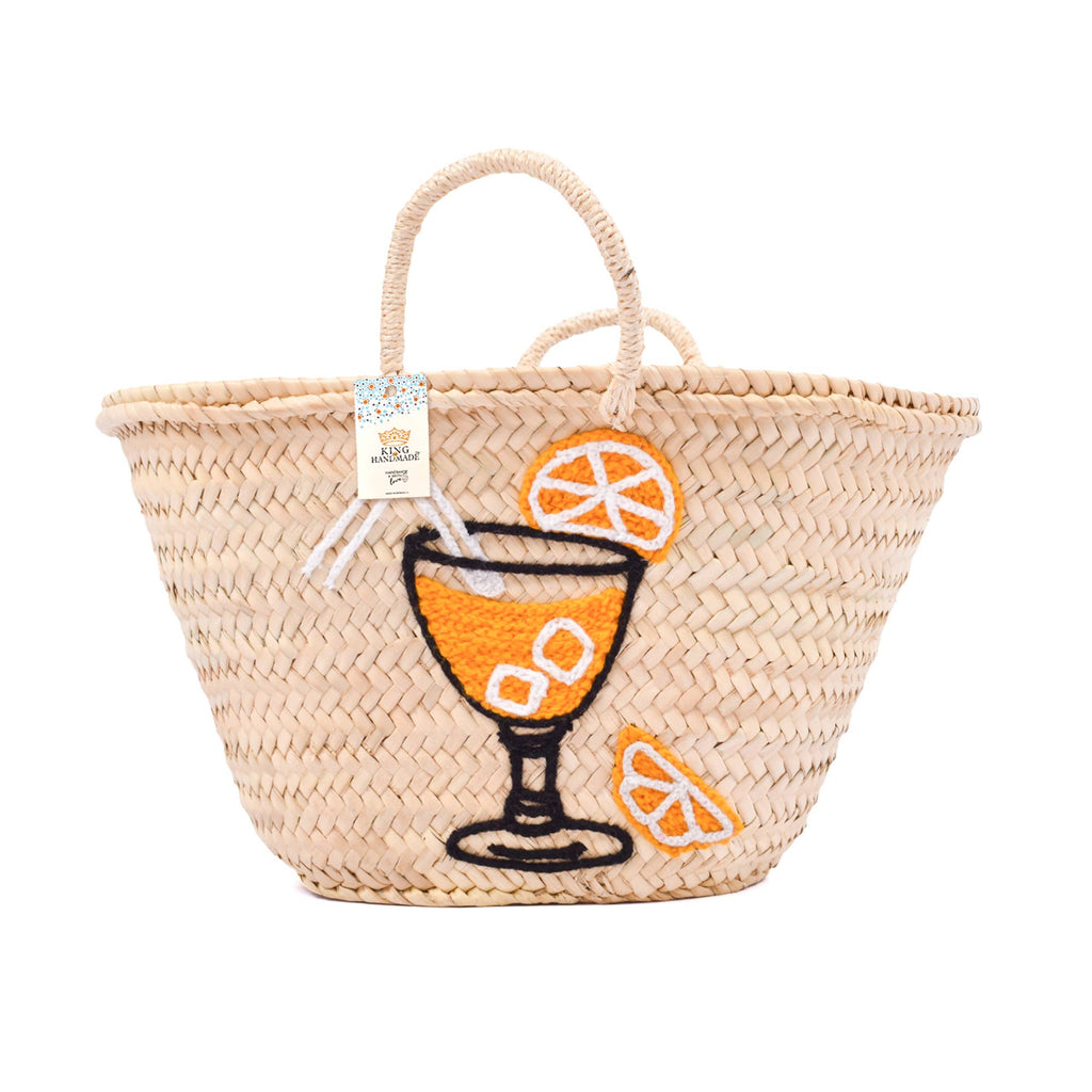 Handwoven Spritz Basket with Orange Cocktail Design