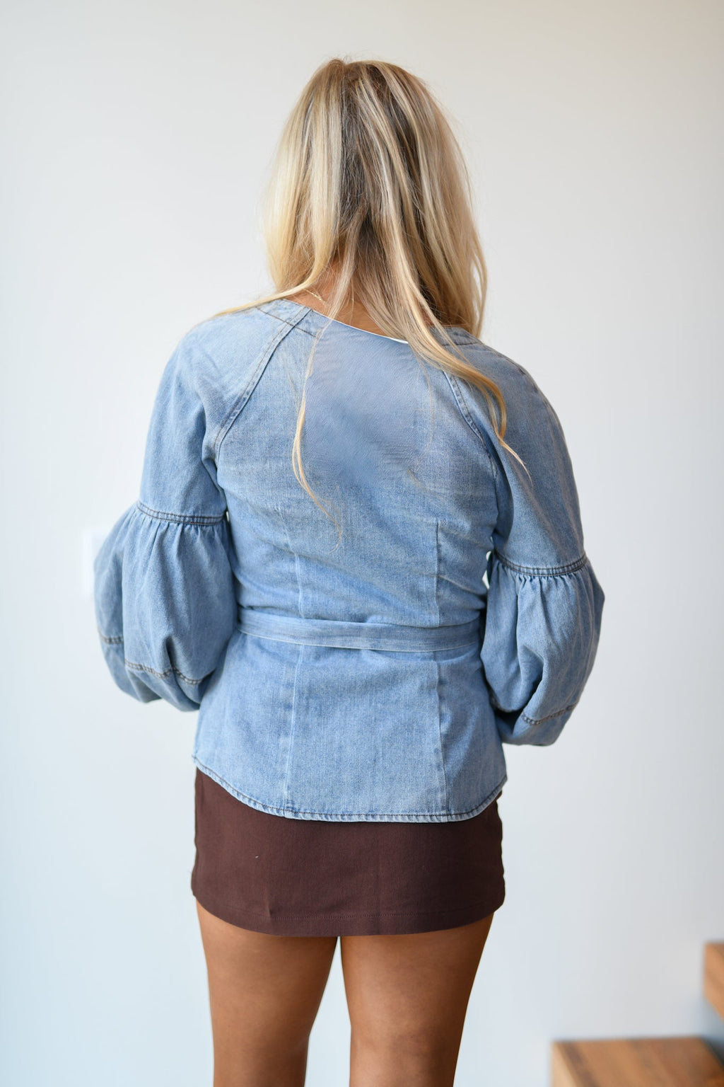 Avery Puff Sleeve Top - Denim