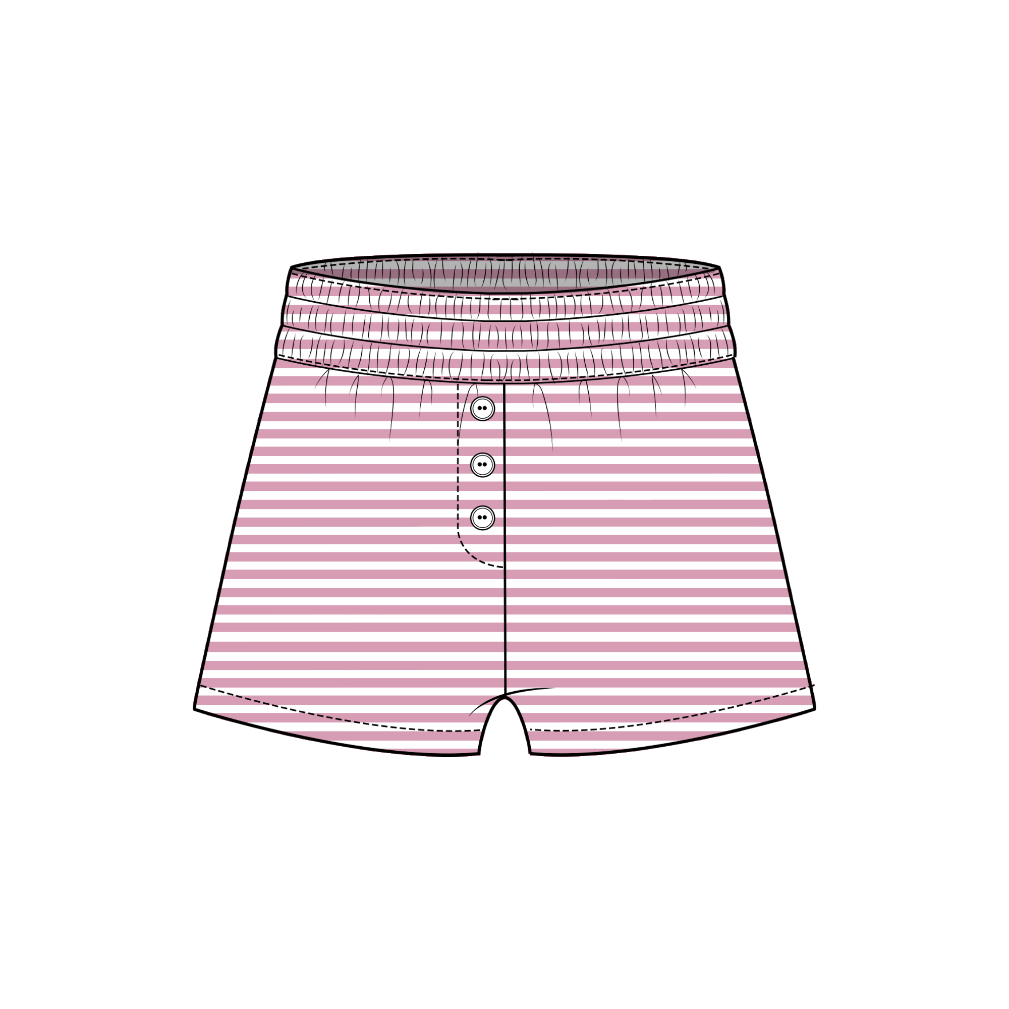 Fancy Striped Button Shorts - Powder Pink/White