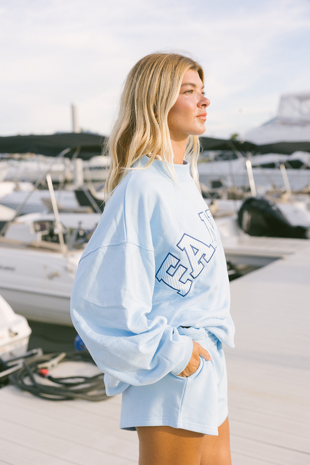 Fancy French Terry Shorts - Malibu Blue