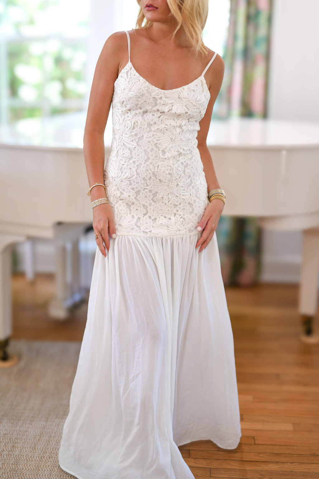 Martyn Embroidered Lace Maxi Dress - Cream