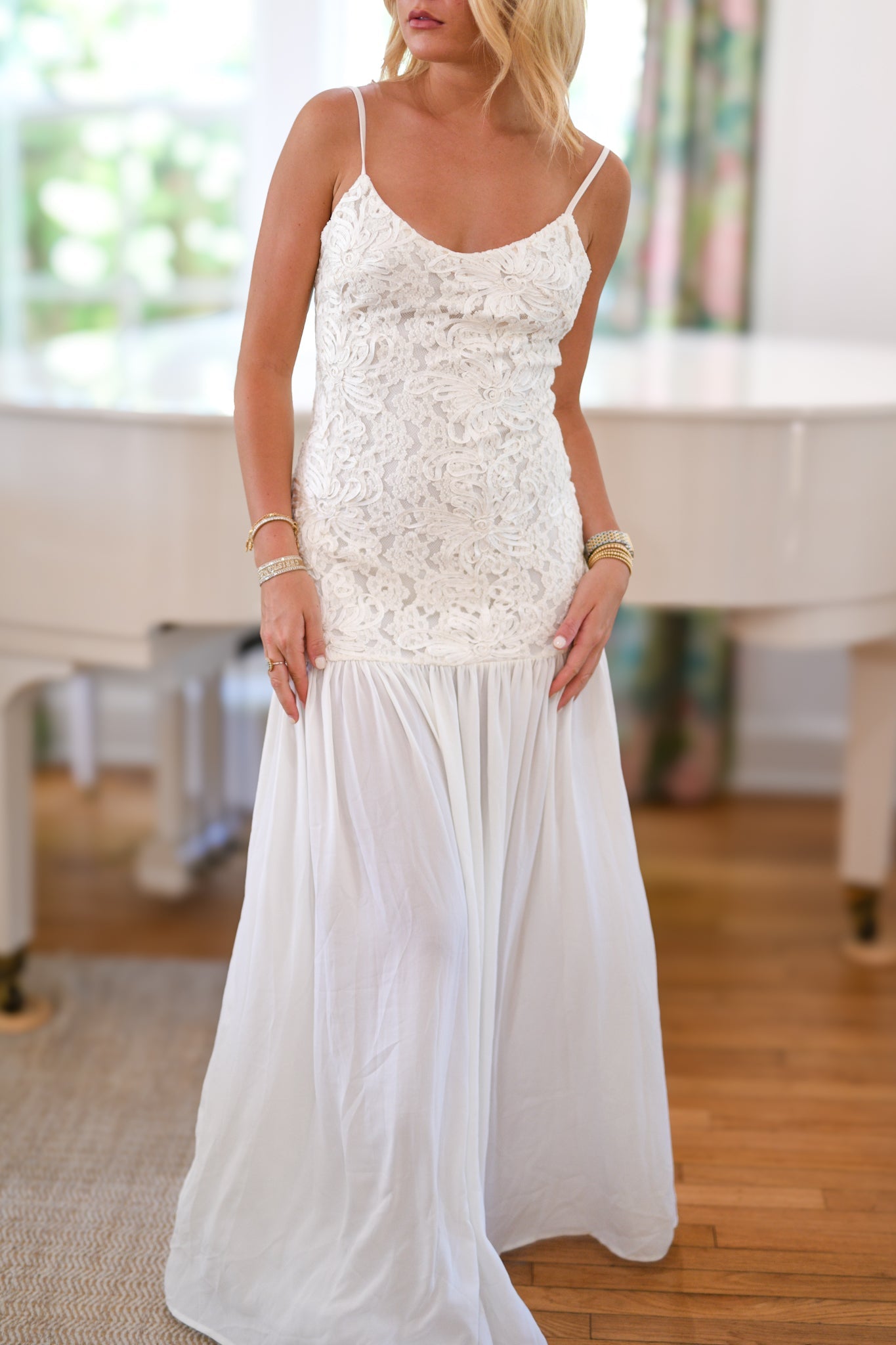 Martyn Embroidered Lace Maxi Dress - Cream