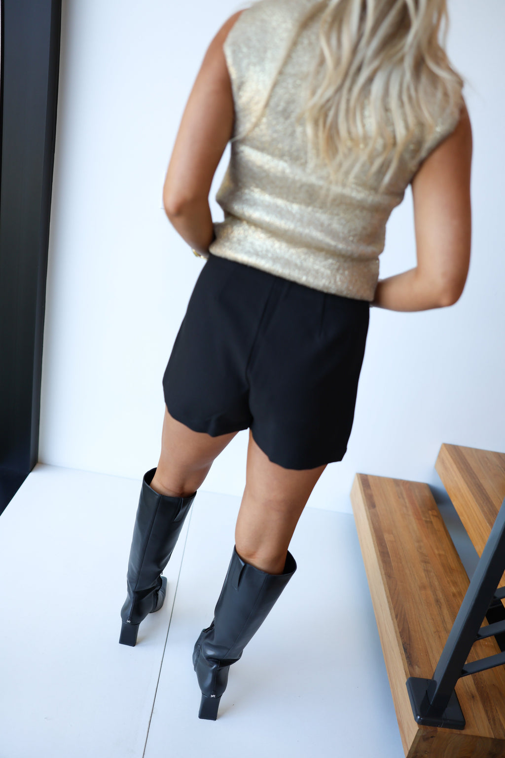 Lauren High Waist Mini Skort - Black