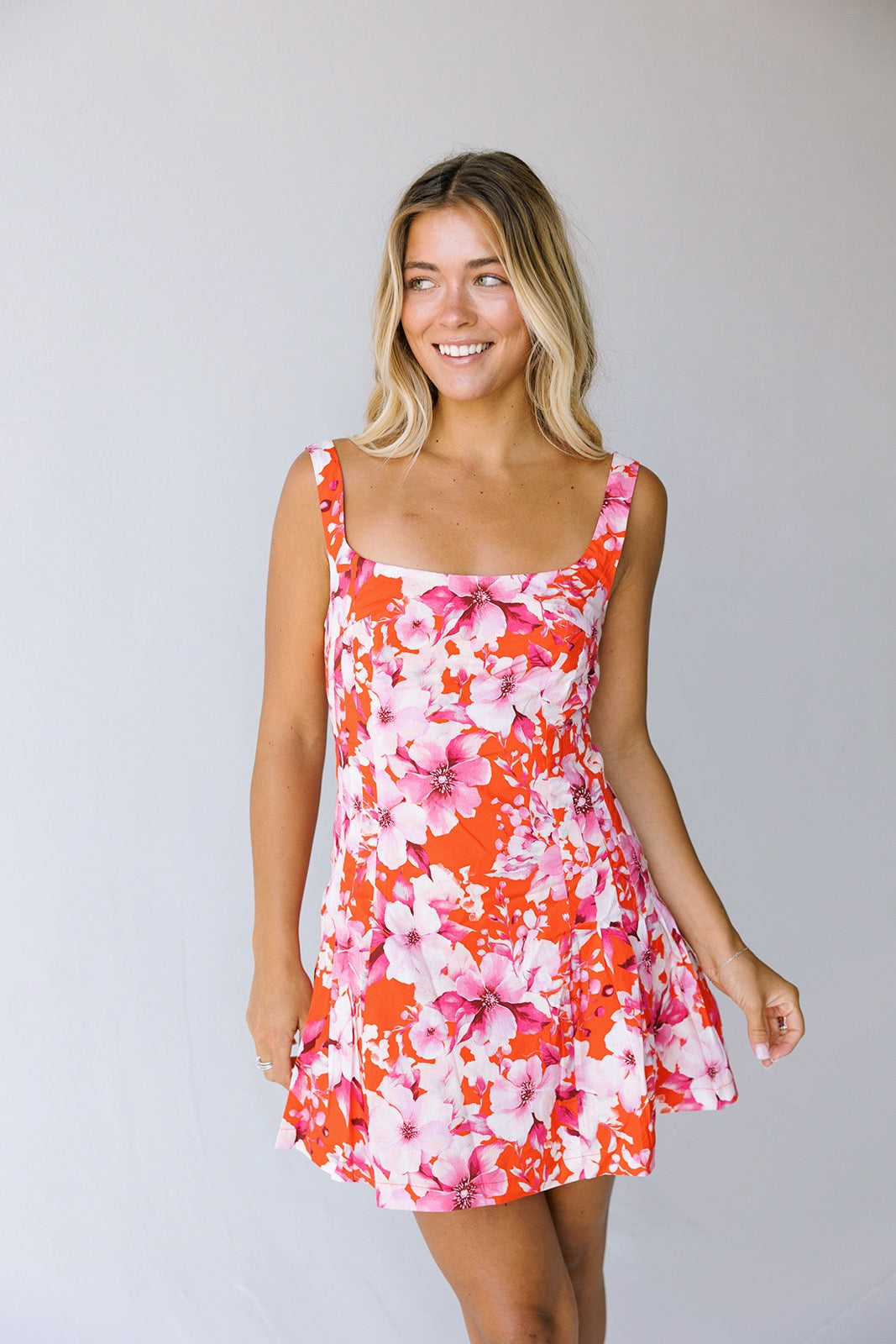 Mari Mini Floral Dress - Orange