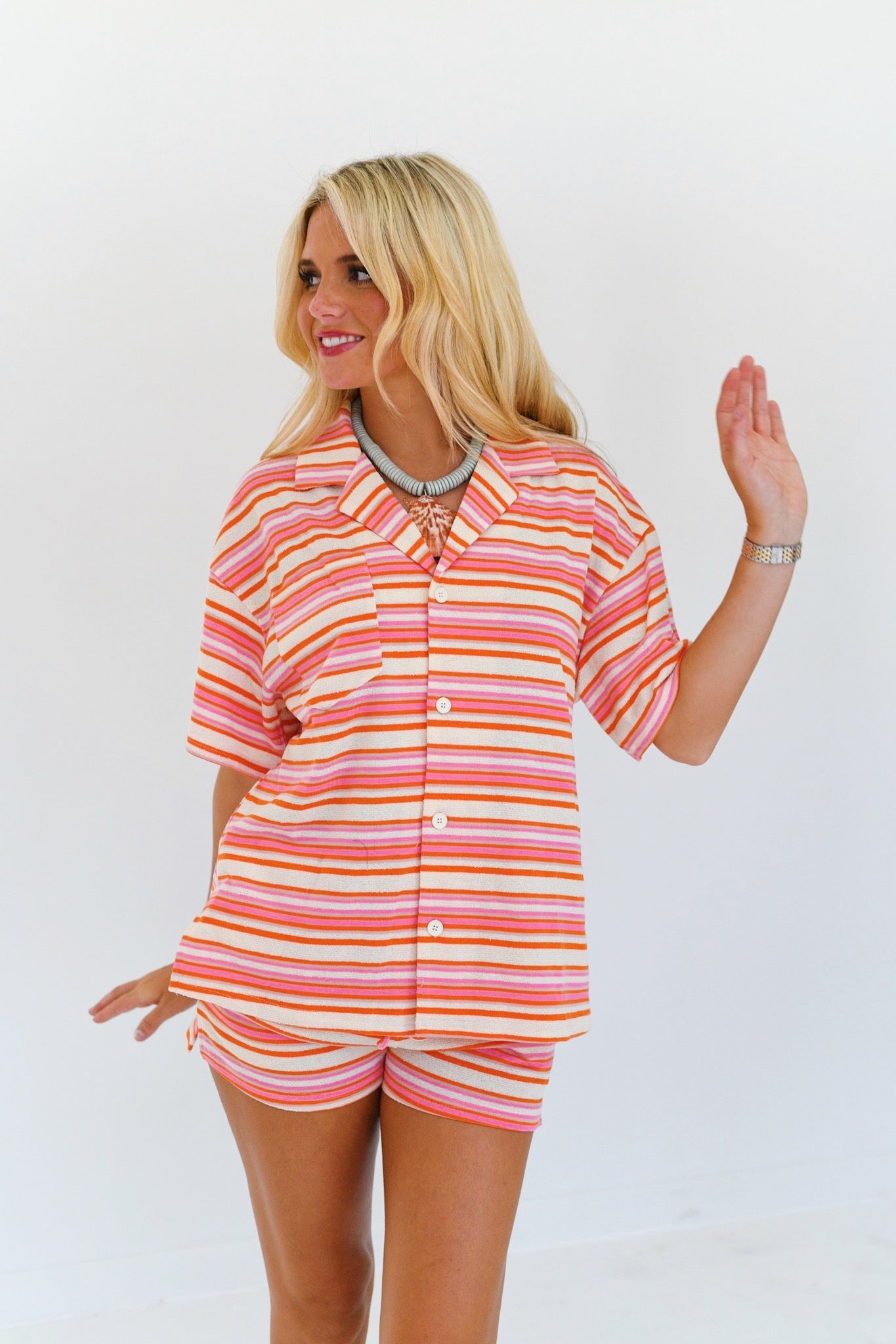 Alexa Striped French Terry Set - Orange