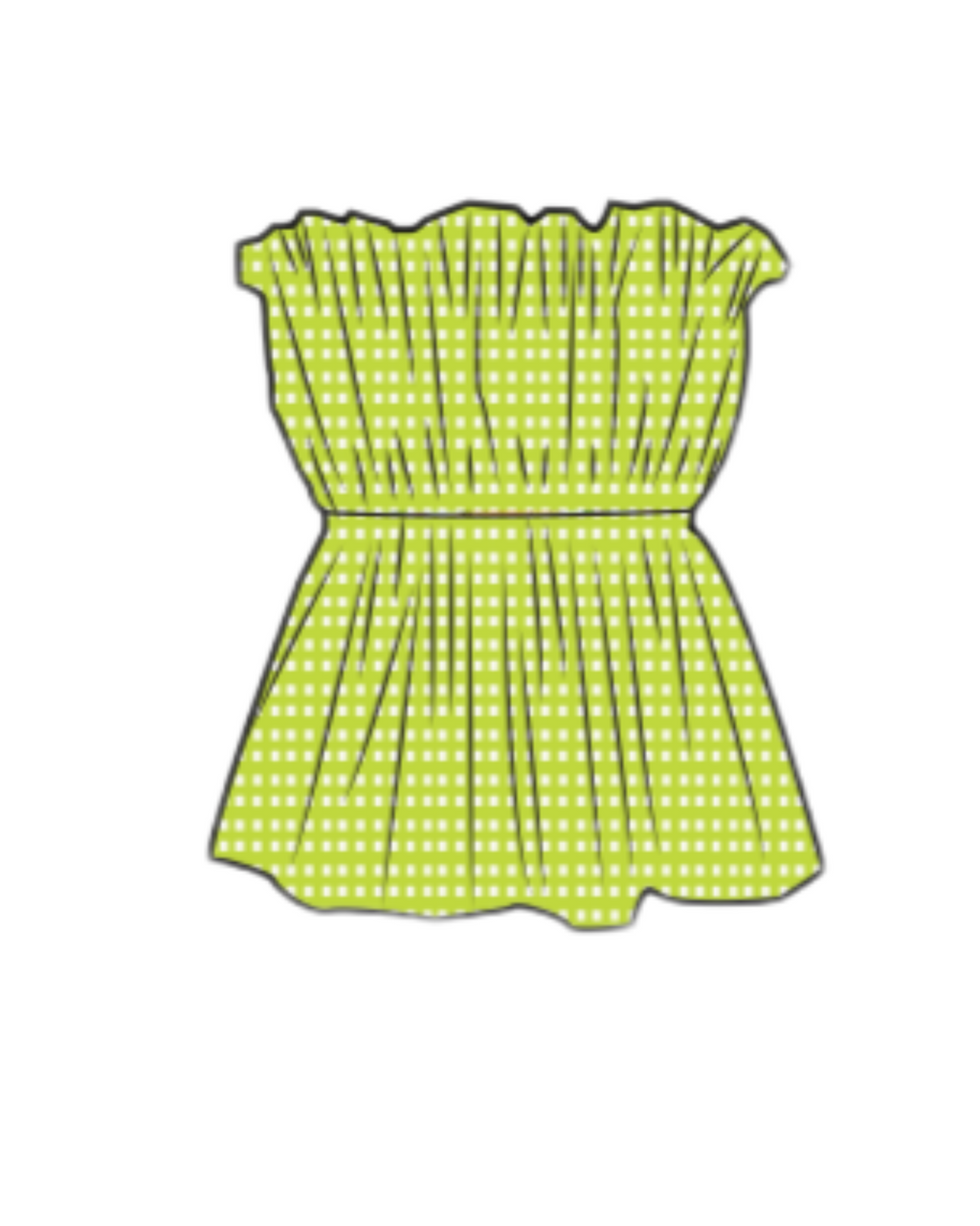 Natalie Strapless Top - Lime Green gingham