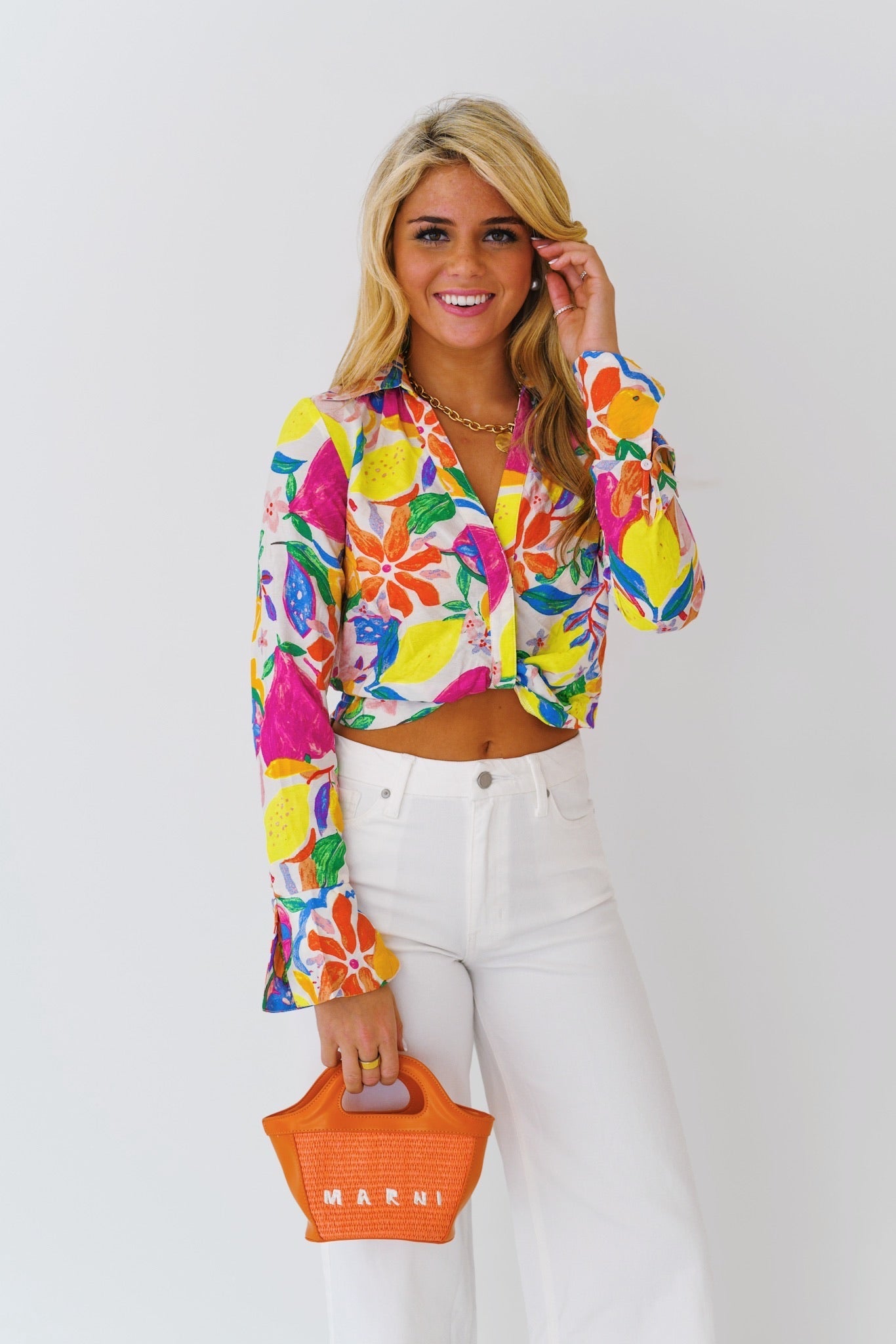 Becca Tropical Print Crop Top-Multi