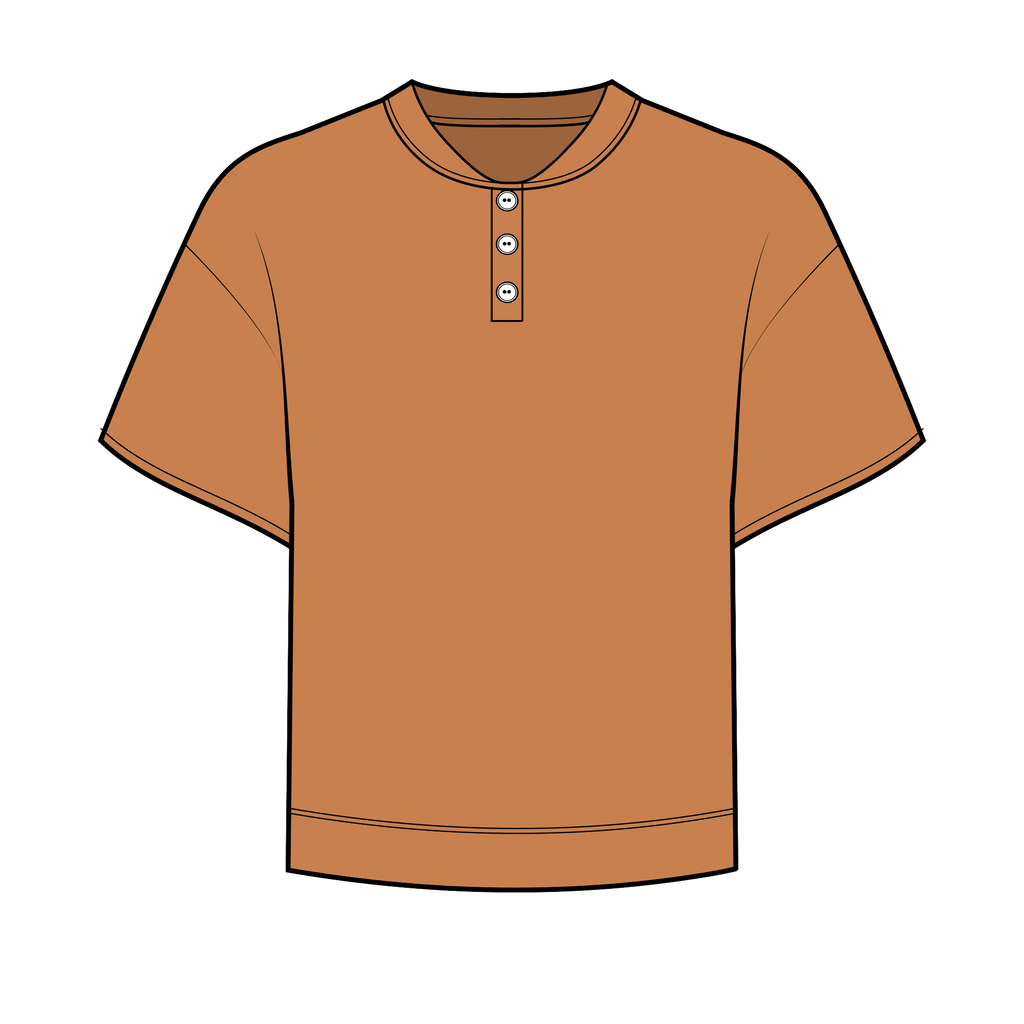 Fancy Half Button Short Sleeve Terry Top