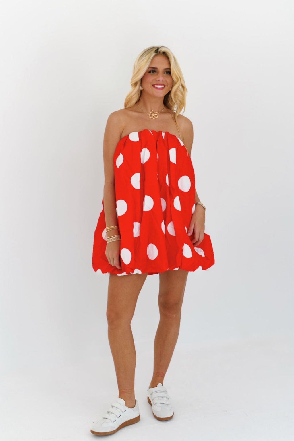 Rylan Mini Bubble Dress - Red Polka Dots