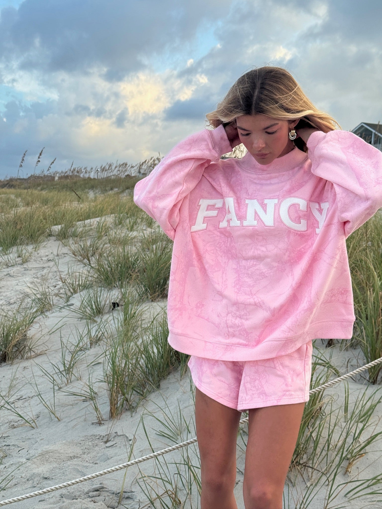 Fancy Oversized Fleece Mockneck - Pink Camo (PREORDER)