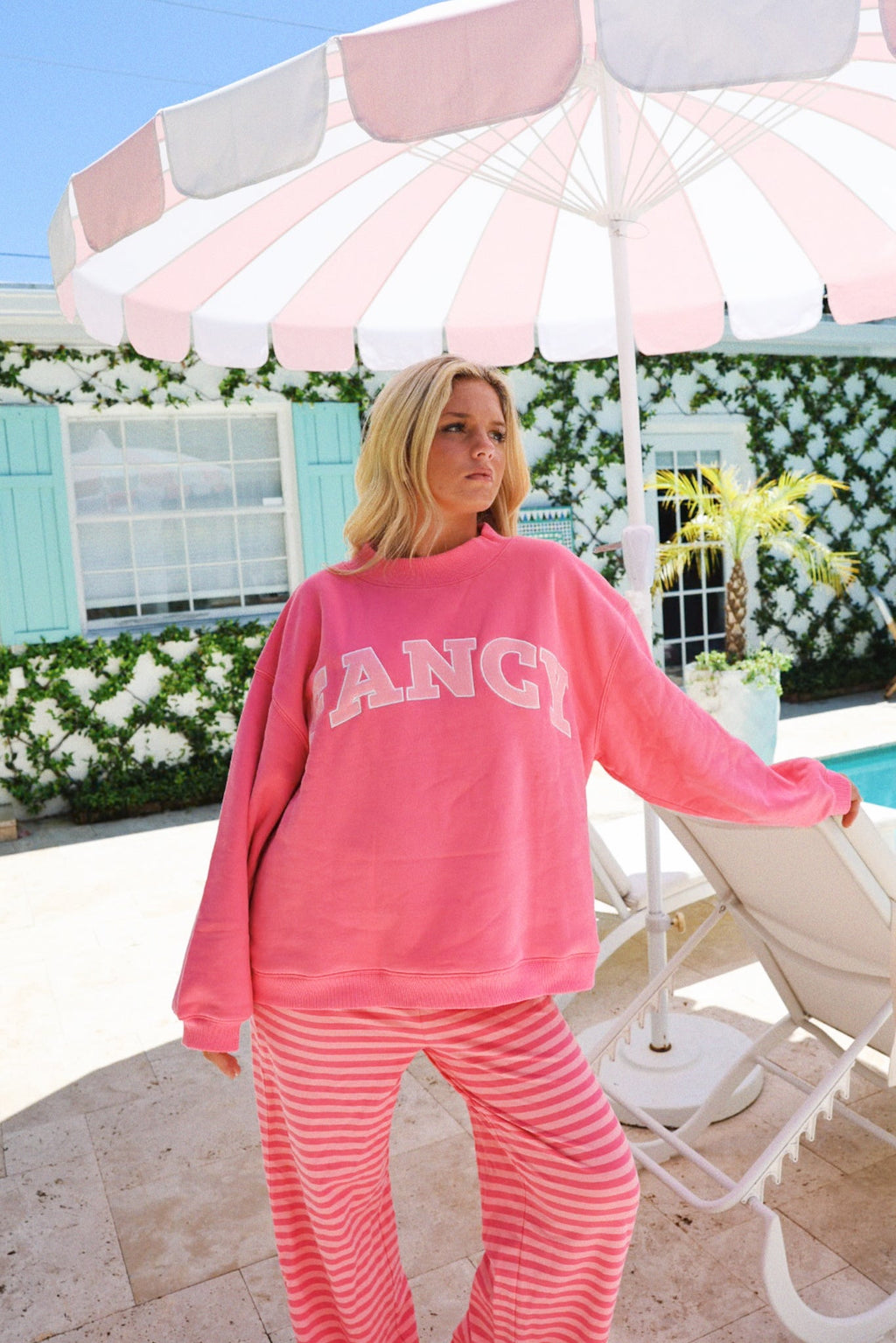Fancy Oversized Fleece Mockneck - Paradise Pink/Hibiscus