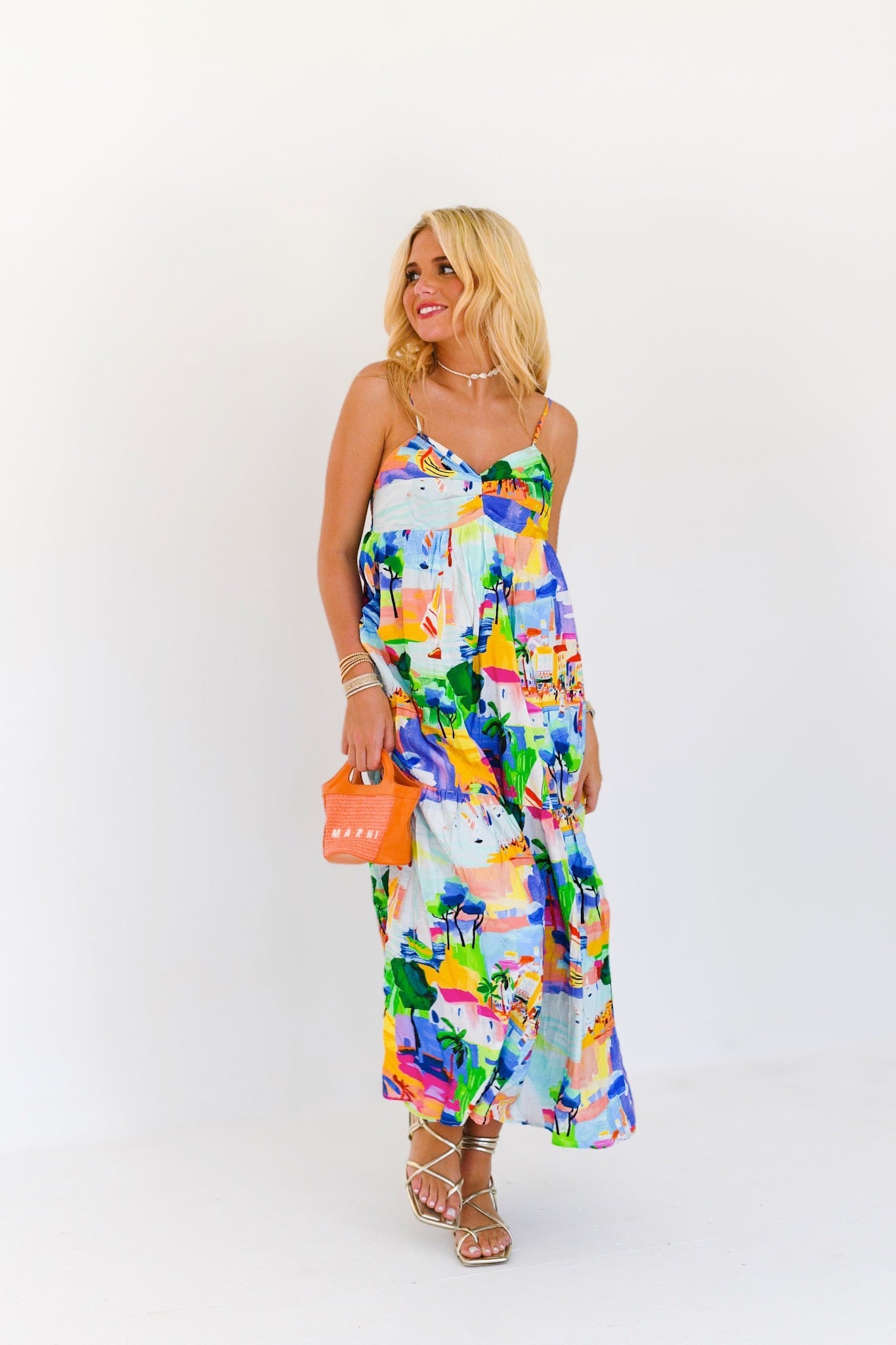 Evita Summer Maxi Dress - Blue Multi