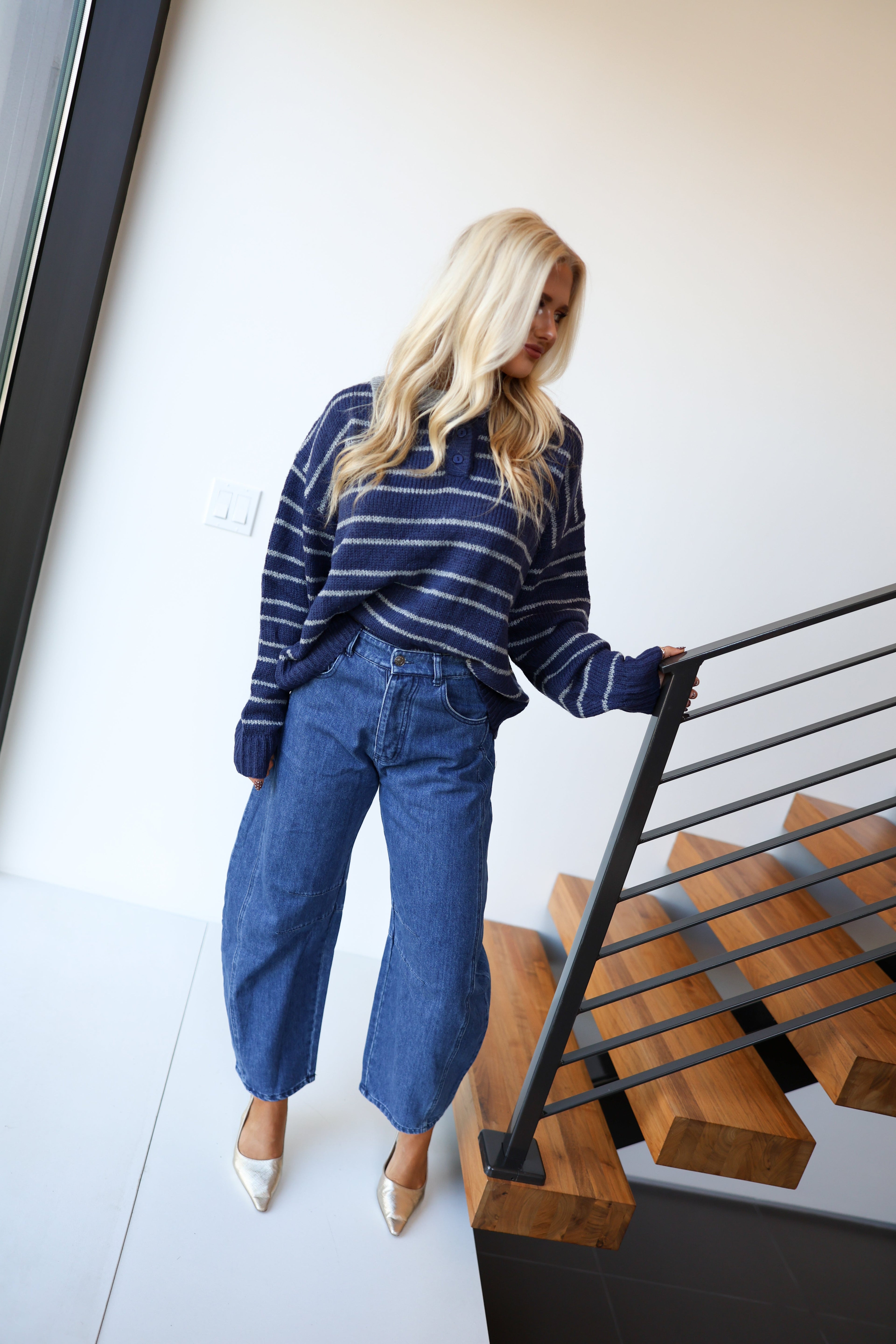 Deanna Striped Sweater - Navy