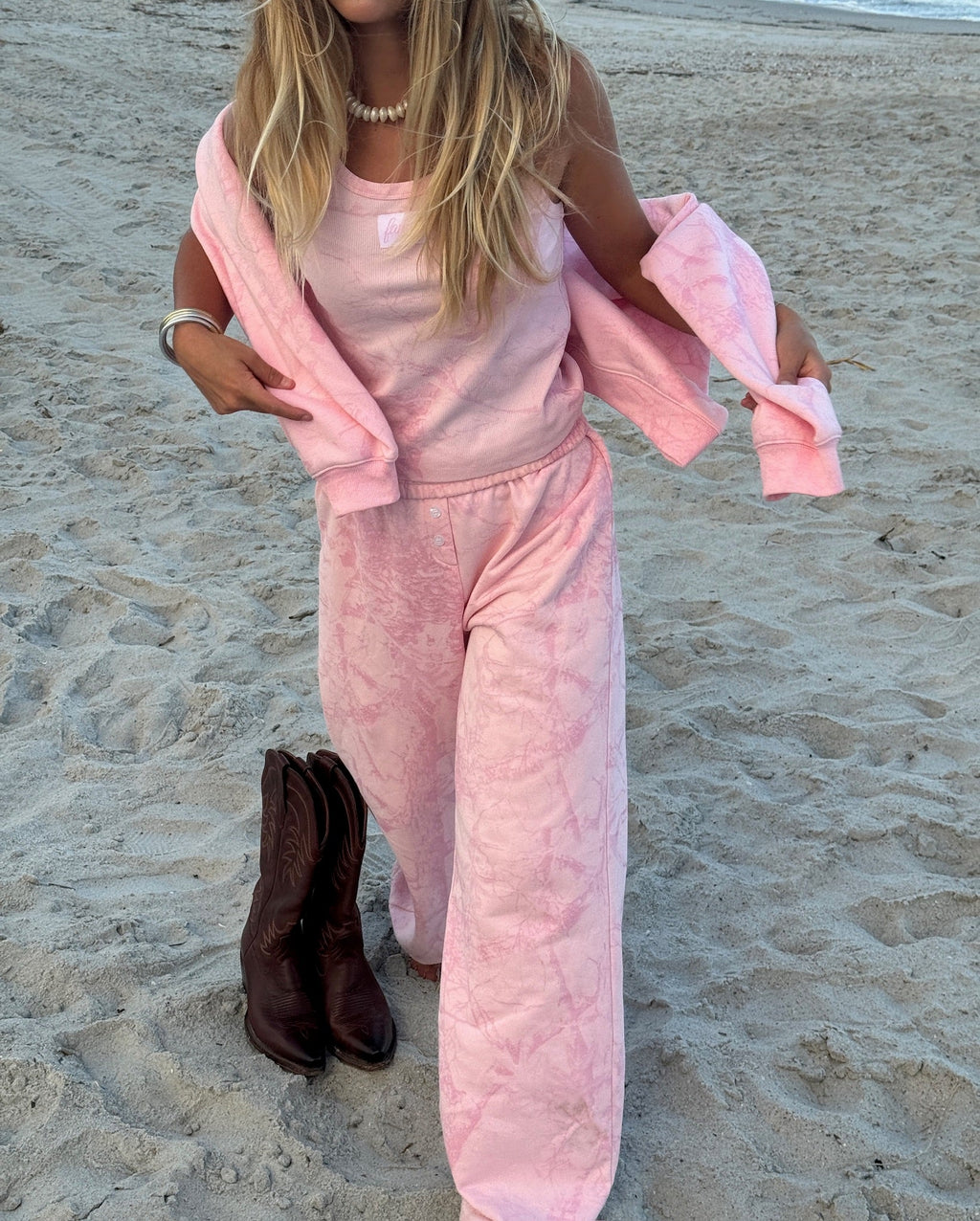 Fancy Fleece Lined Sweatpants - Pink Camo