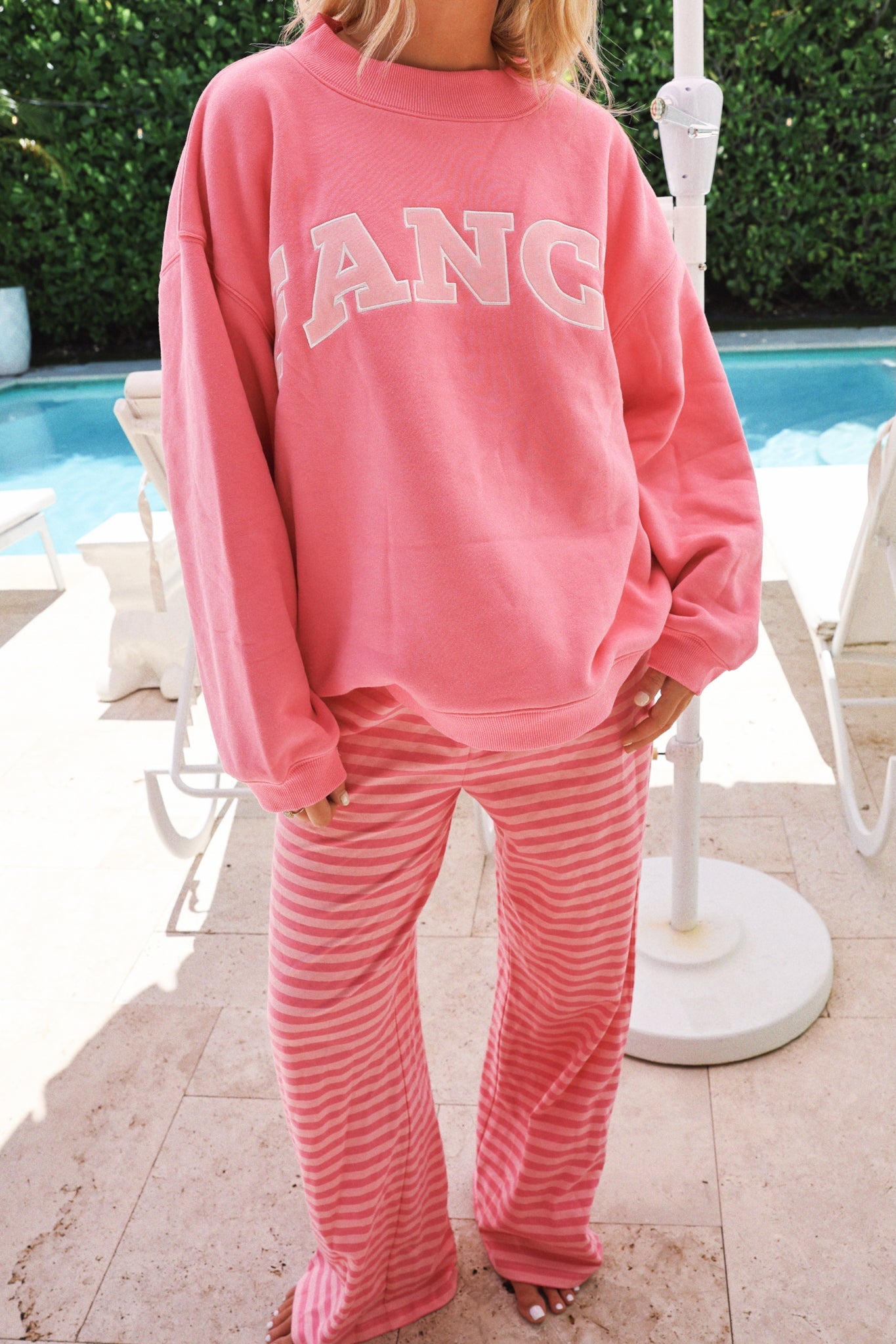 Fancy Oversized Fleece Mockneck - Paradise Pink/Hibiscus