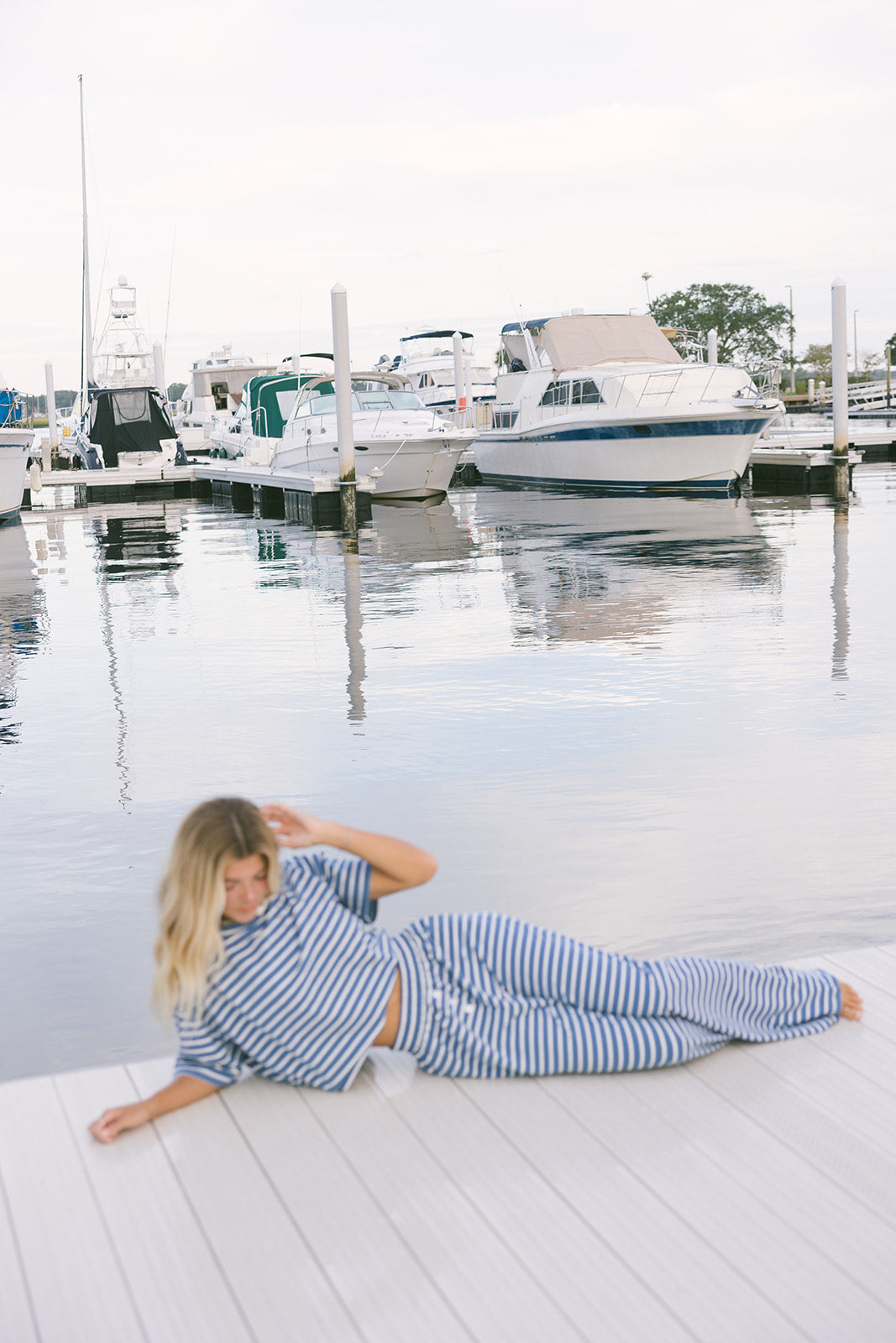 Fancy Striped Button Pants - Malibu Blue