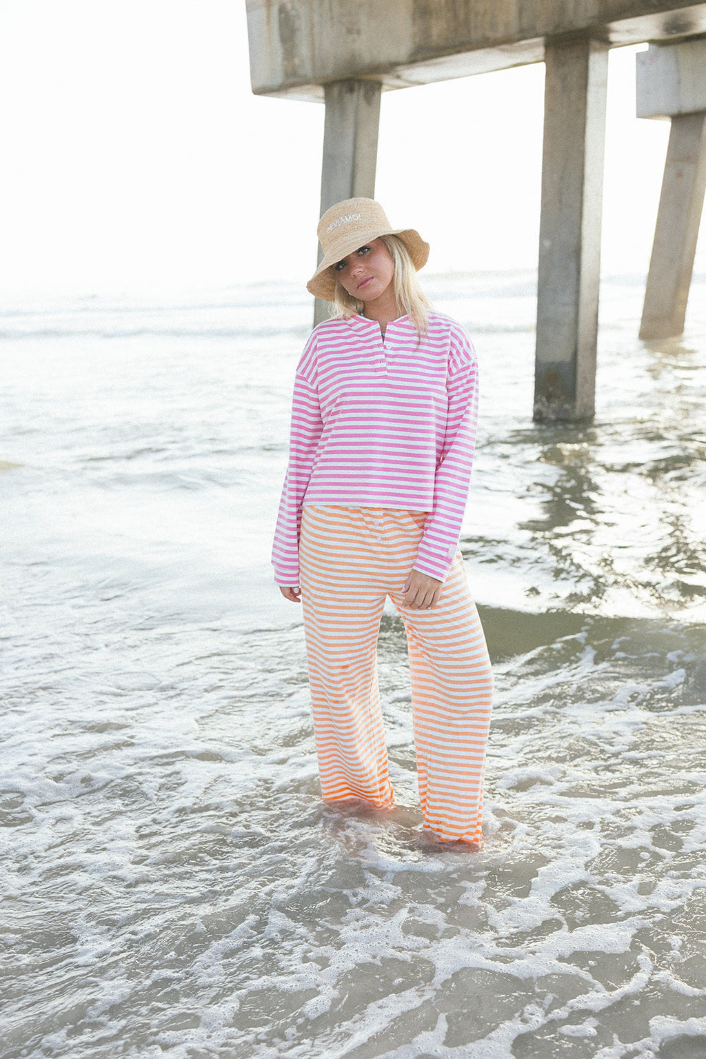 Fancy Striped Button Pants