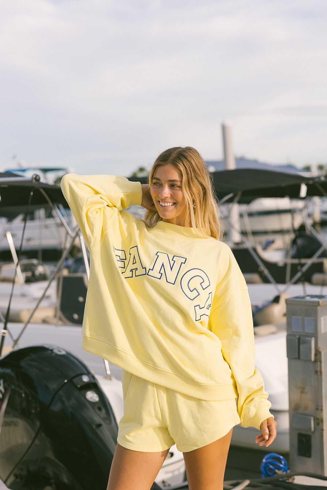 Fancy Oversized Terry Mockneck - Malibu Yellow