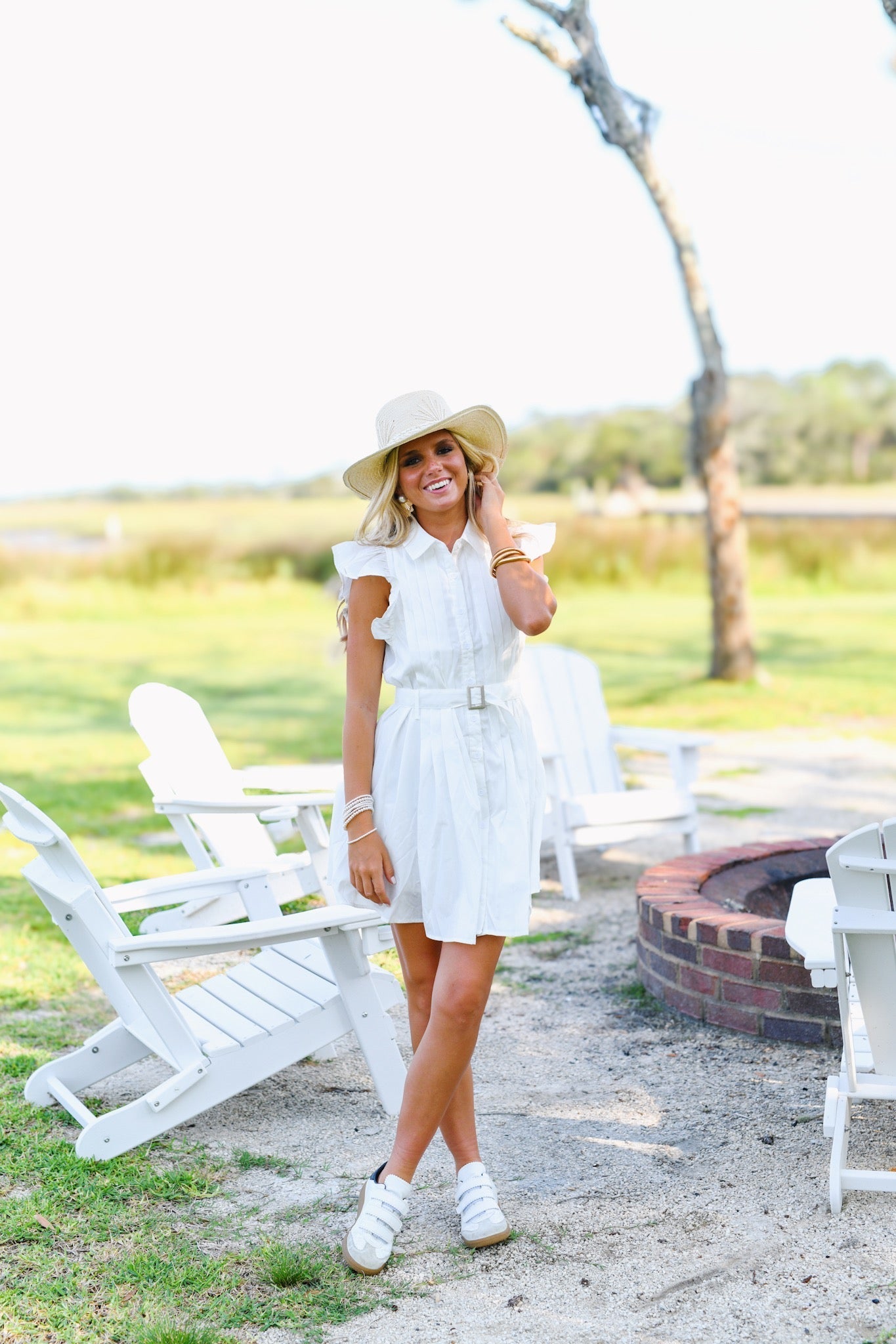 Fancy Ruffle Sleeve Mini Dress - Off White