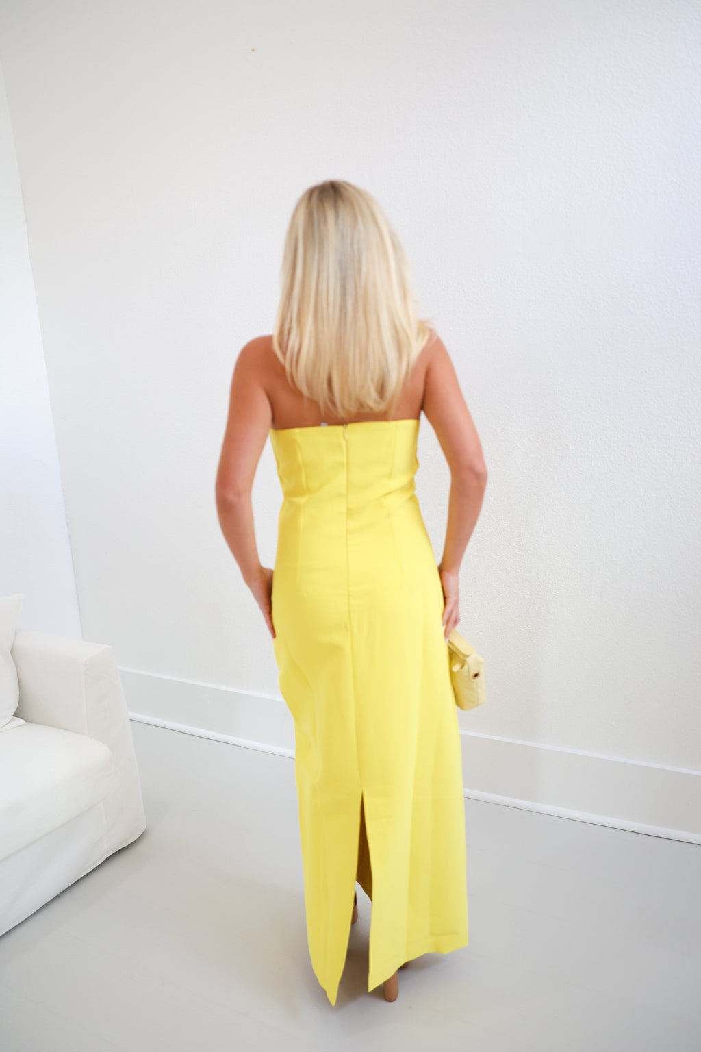 Isabel Strapless Floral Maxi Dress - Yellow